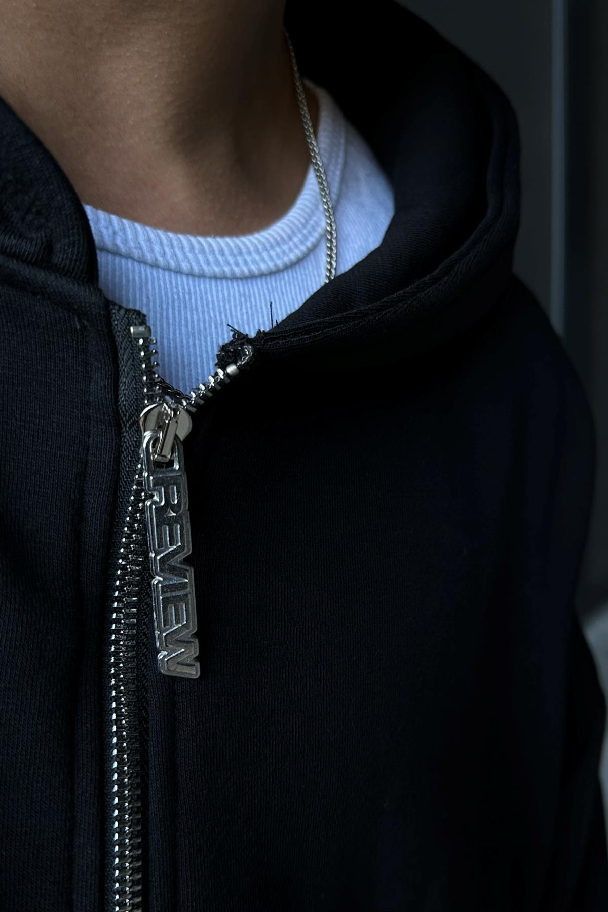 Rv Basic Siyah Zipper Oversize Sweatshirt SW1005