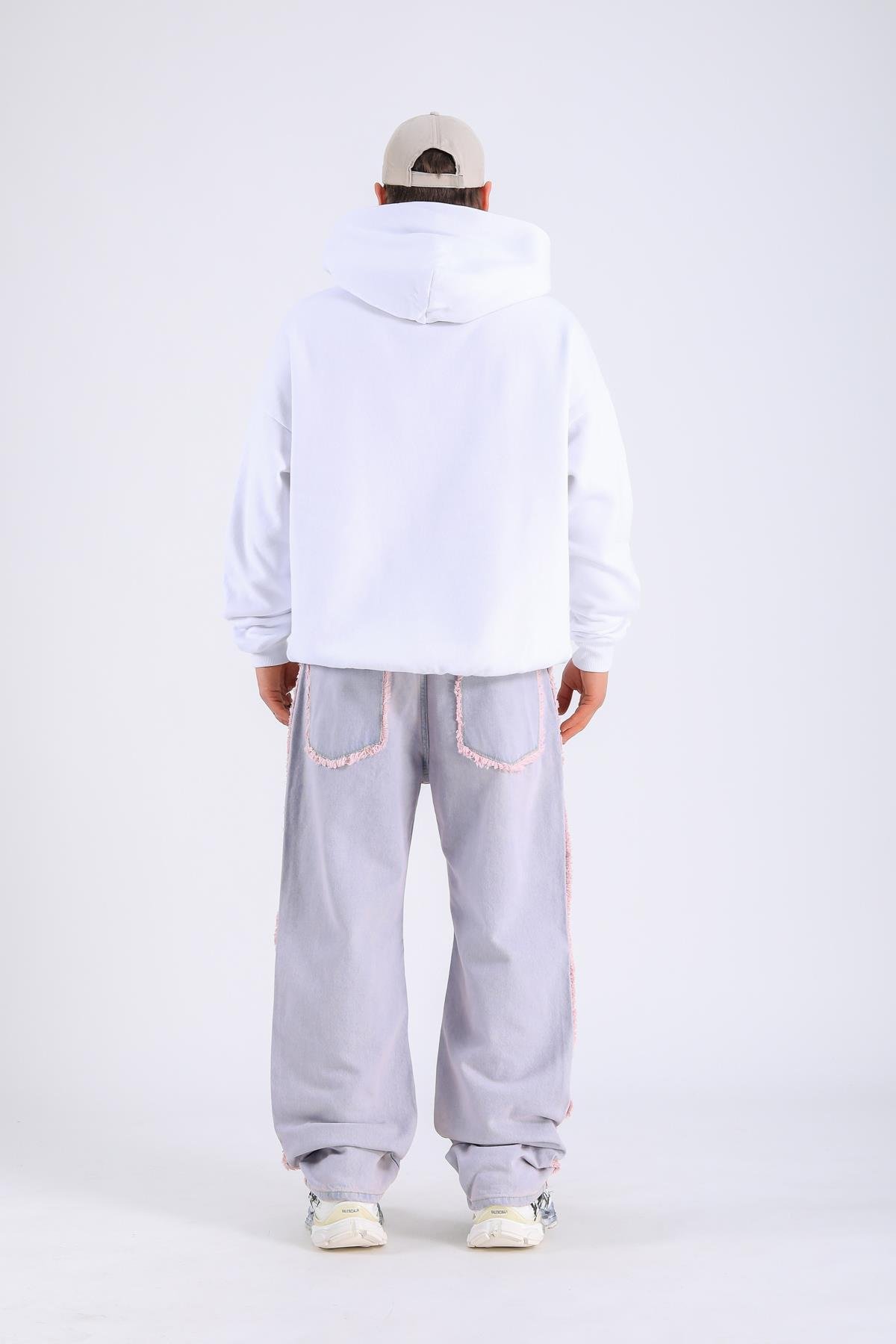 Rv Baskılı Krem Oversize Hoodie SW1323