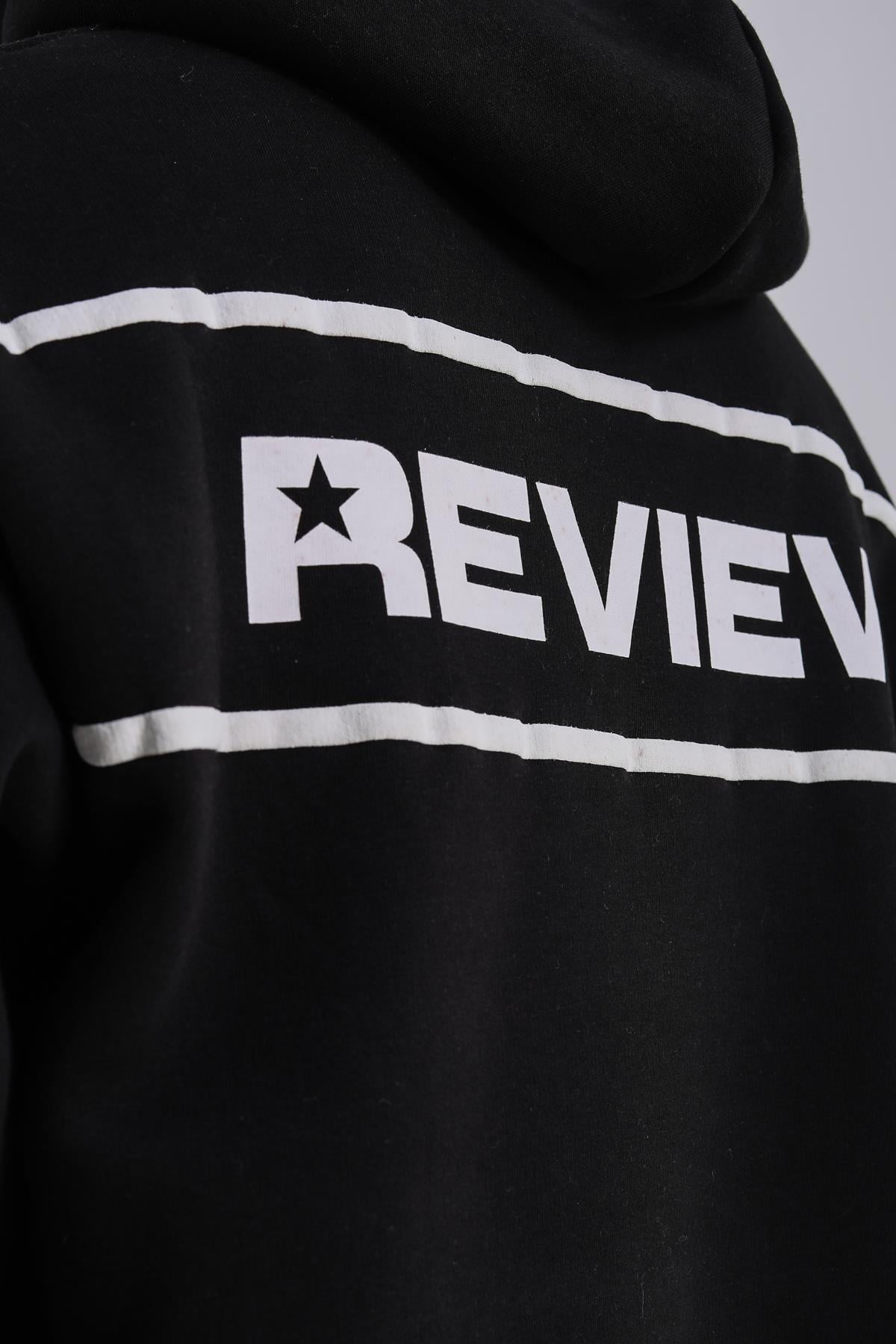 Rv Baskılı Siyah Oversize Sweatshirt SW1222