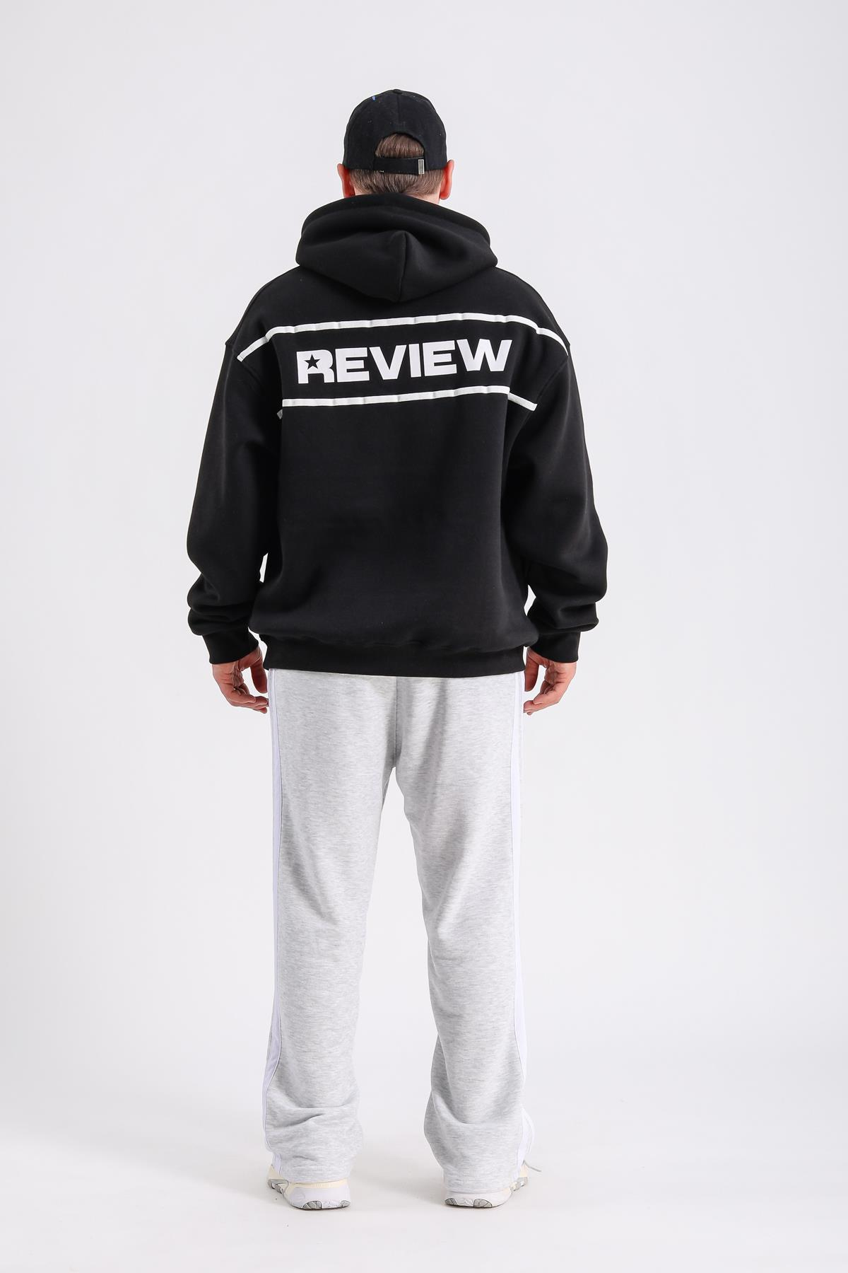 Rv Baskılı Siyah Oversize Sweatshirt SW1222