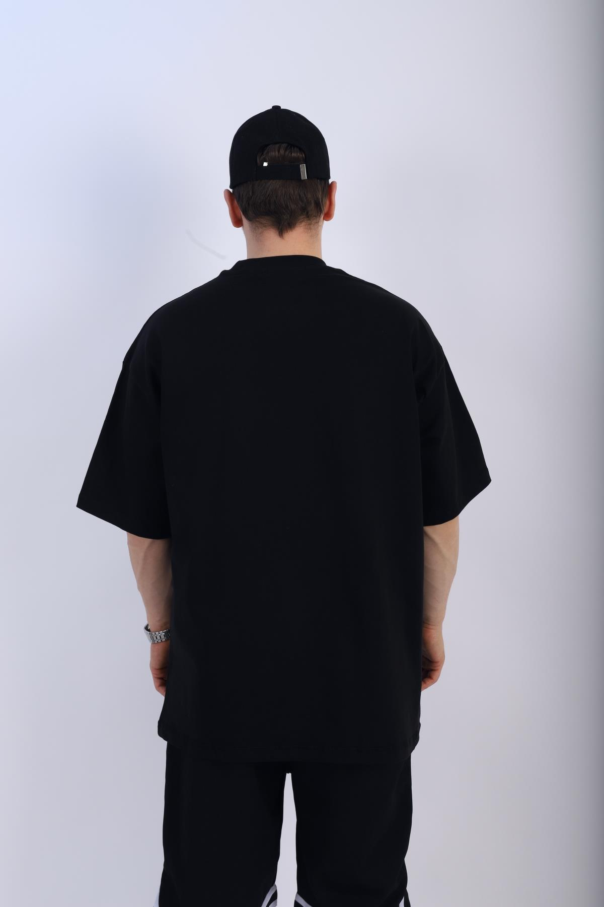 Rv Baskılı Siyah Oversize Tshirt T929