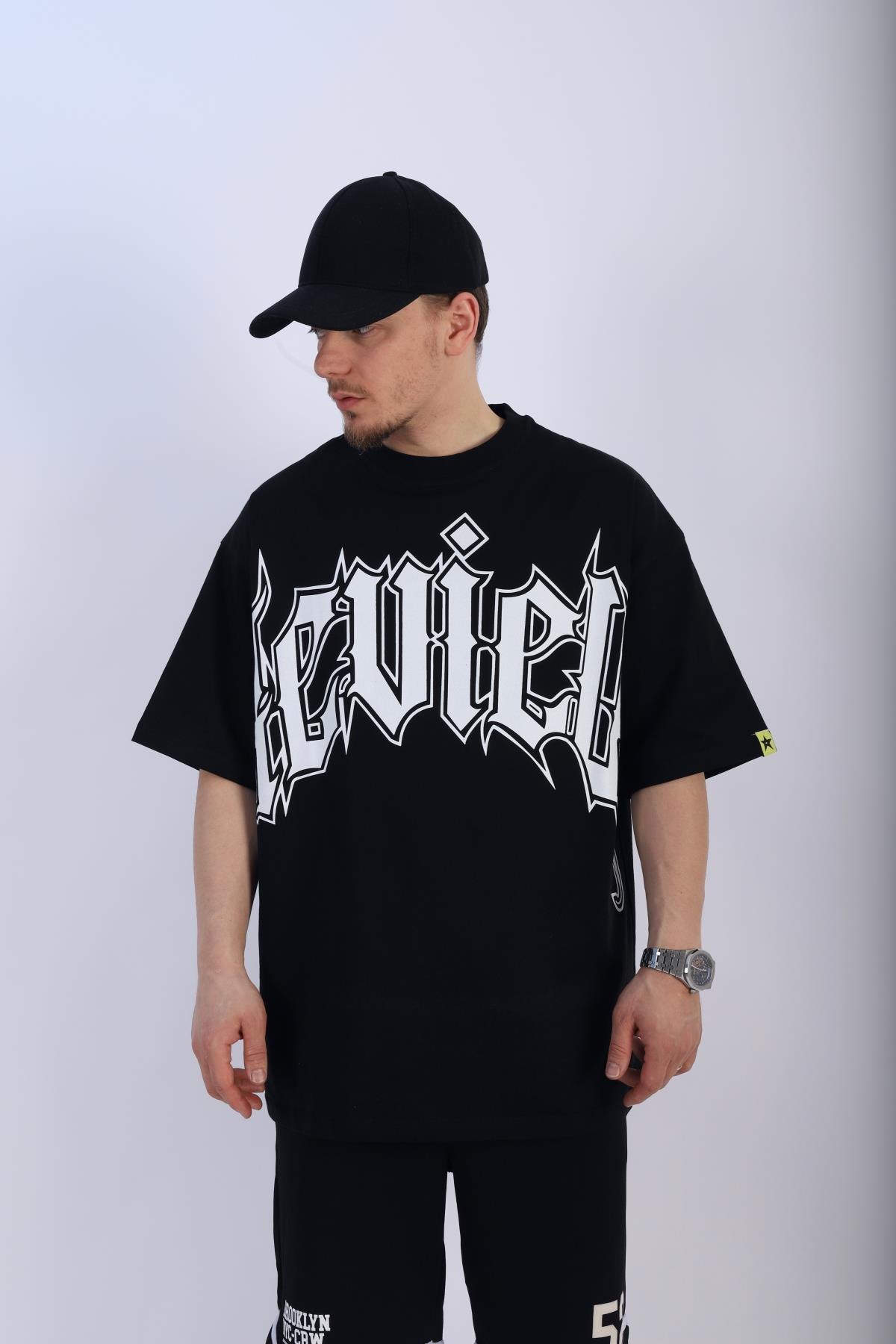Rv Baskılı Siyah Oversize Tshirt T929