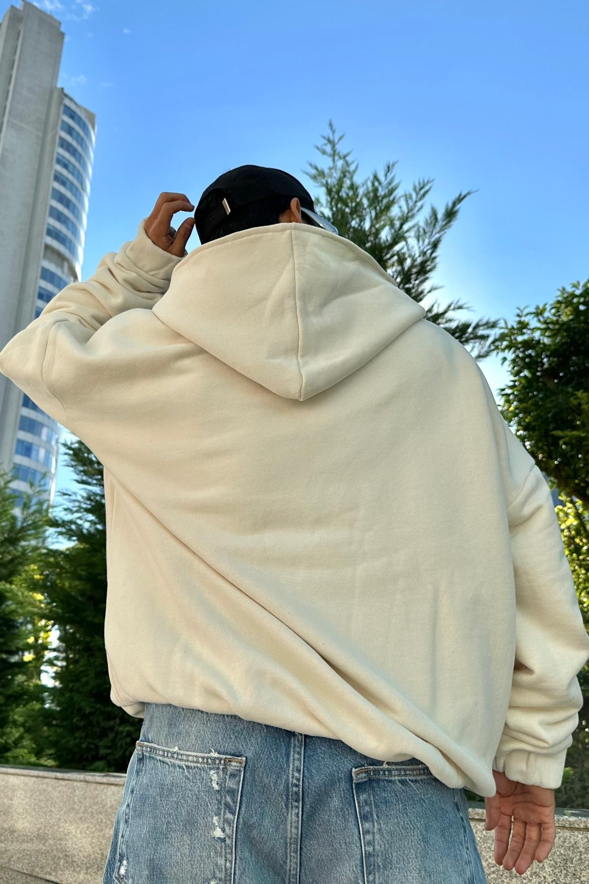 Rv Krem Zipper Oversize Sweatshirt SW1011