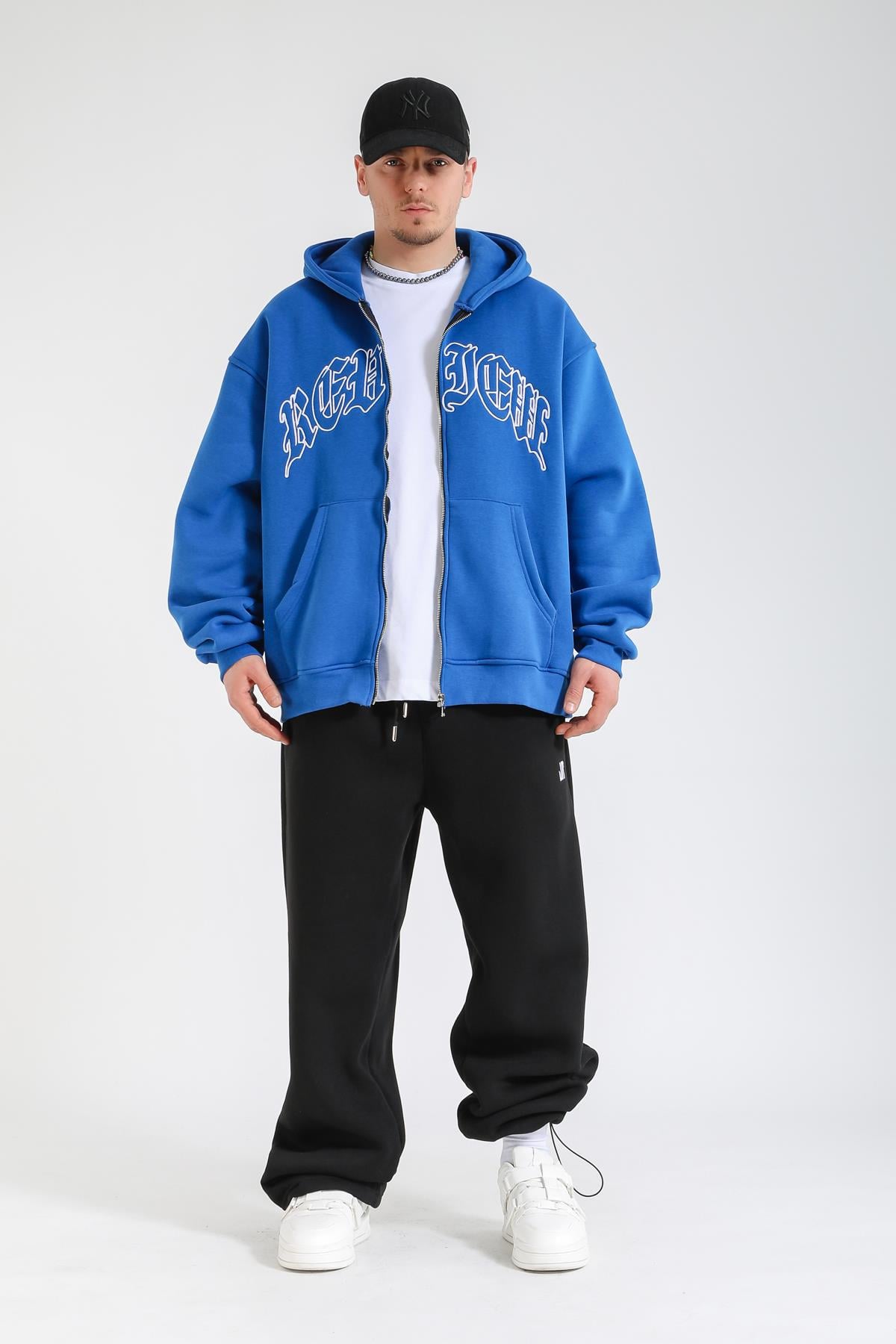 Rv Mavi Oversize Zipper Hoodie SW1372