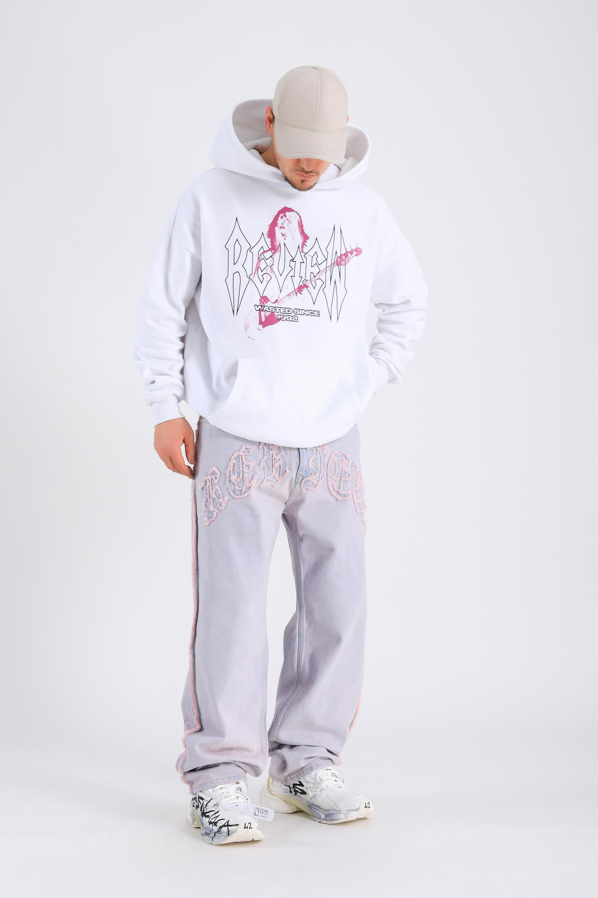 Rv Nakışlı Acid Wash Jean Pantolon P1066