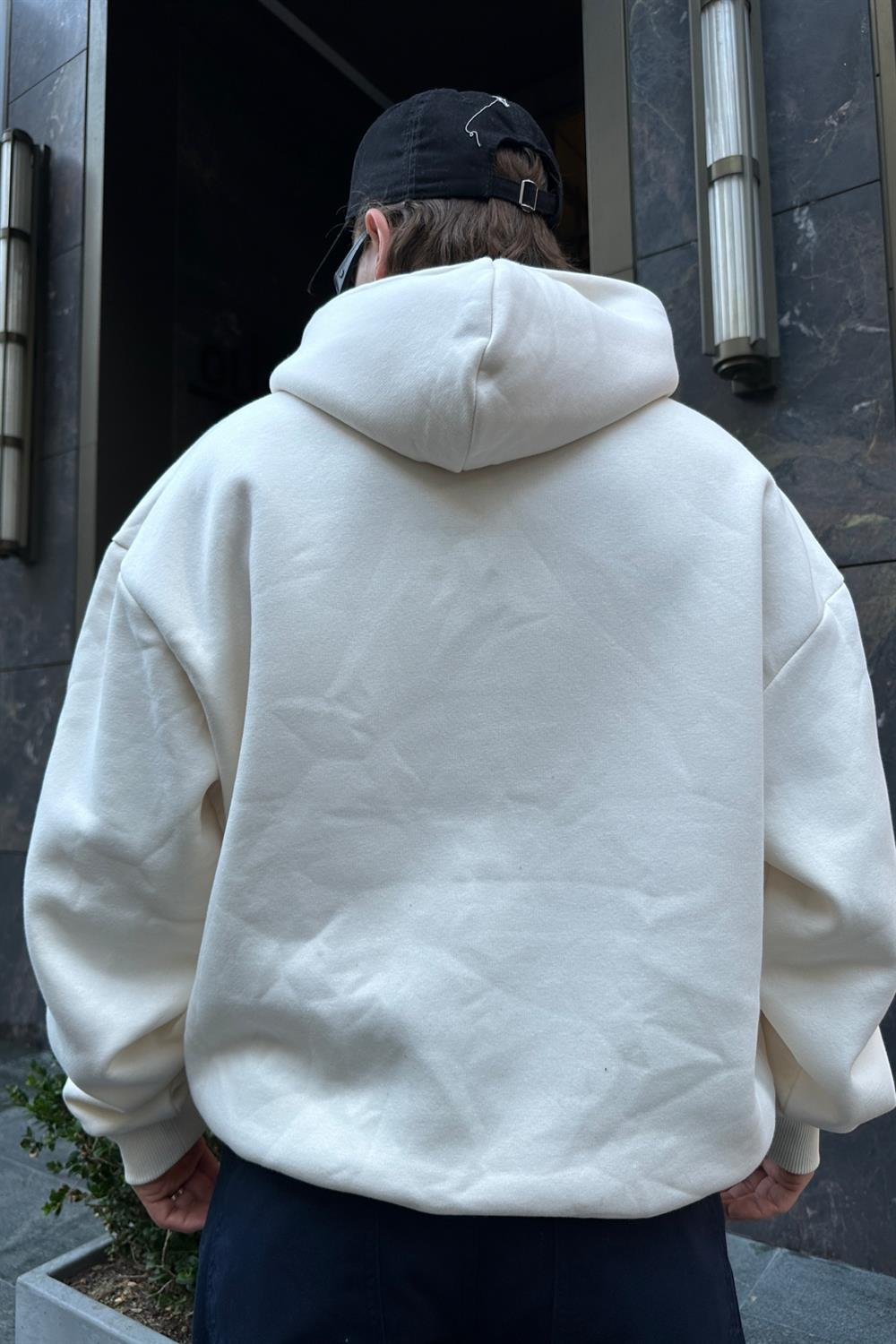 Rv Nakışlı Krem Oversize Sweatshirt SW930