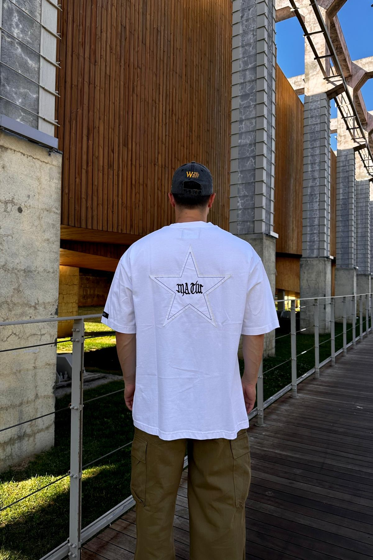 Rv Patch Detay Beyaz Oversize Tshirt T1117