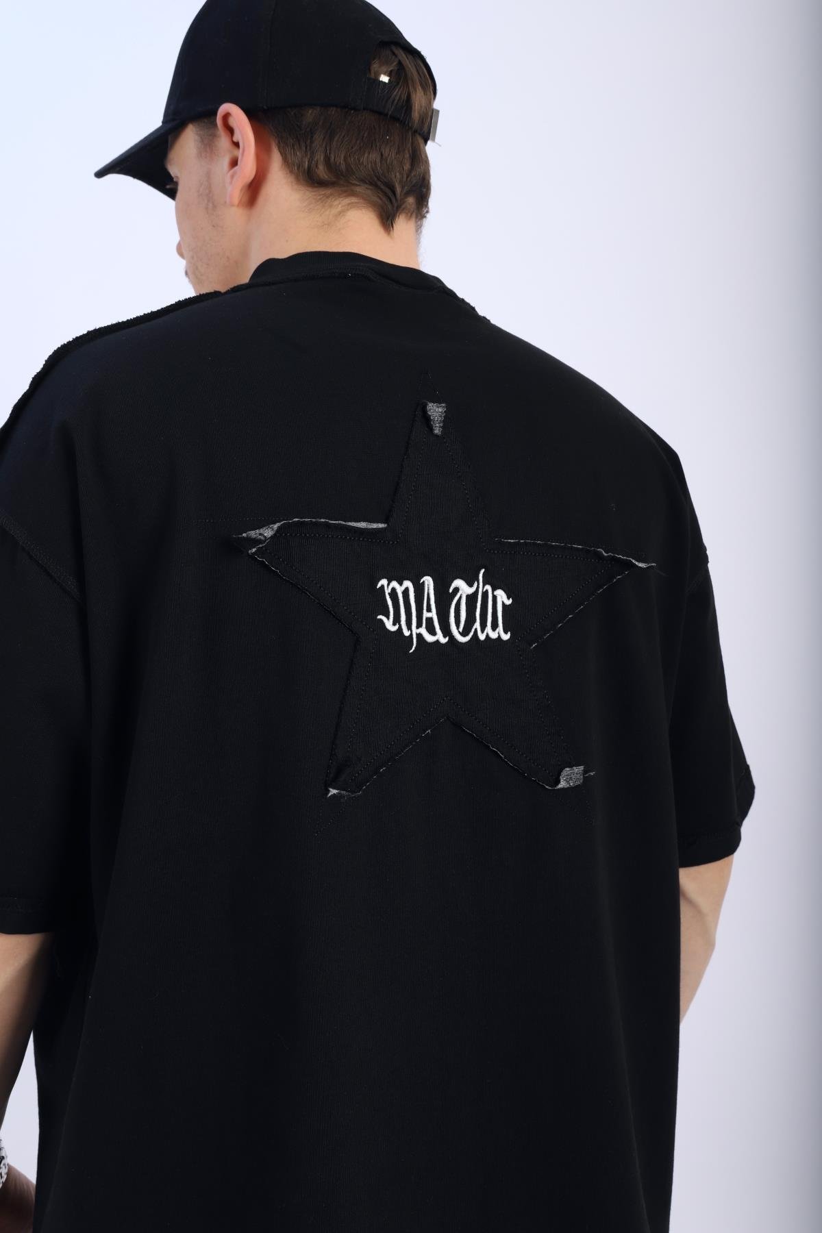 Rv Patch Detay Siyah Oversize Tshirt T931