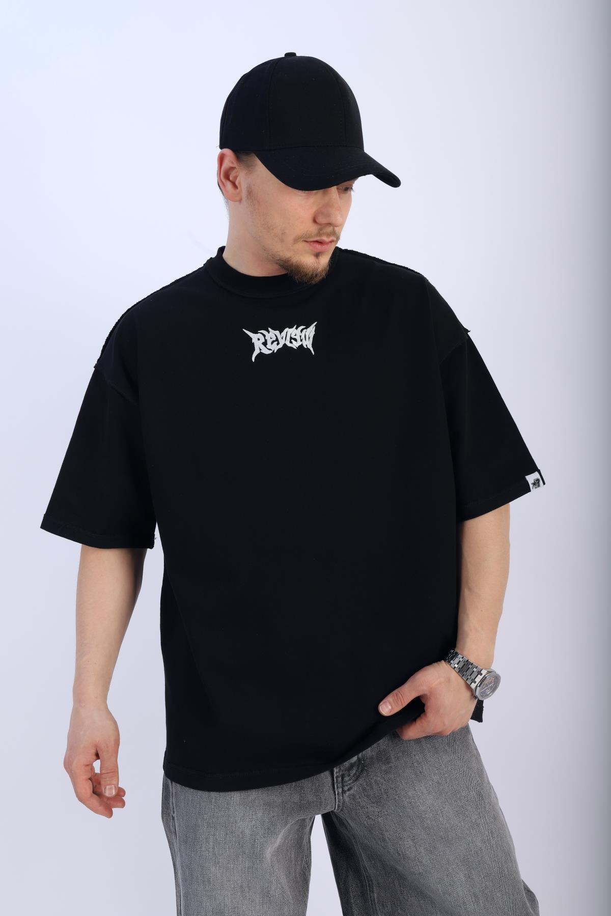 Rv Patch Detay Siyah Oversize Tshirt T931