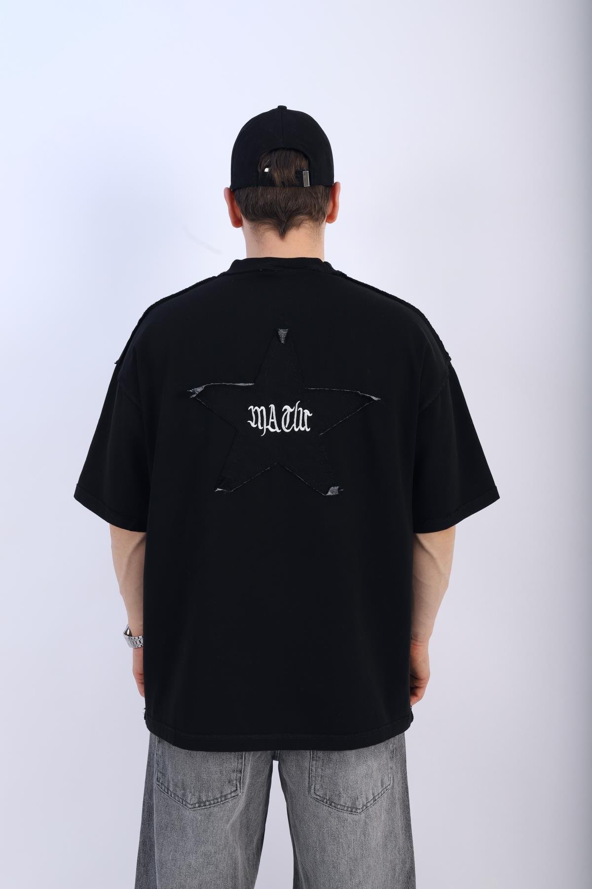 Rv Patch Detay Siyah Oversize Tshirt T931