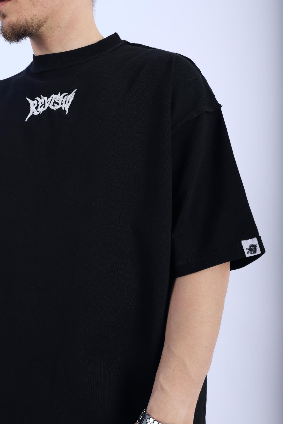 Rv Patch Detay Siyah Oversize Tshirt T931