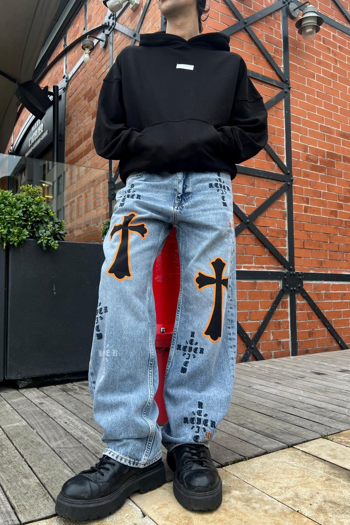 Rv Plus Baskılı Baggy Jean Pantolon P1118