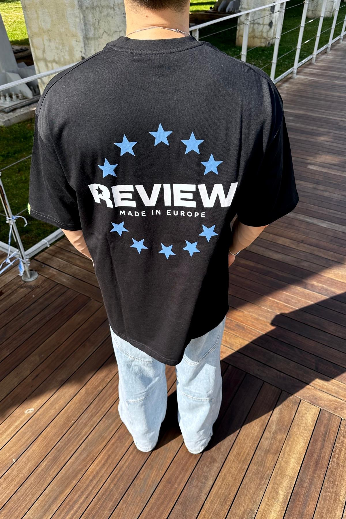 Rv Stars Baskılı Siyah Oversize Tshirt T1109