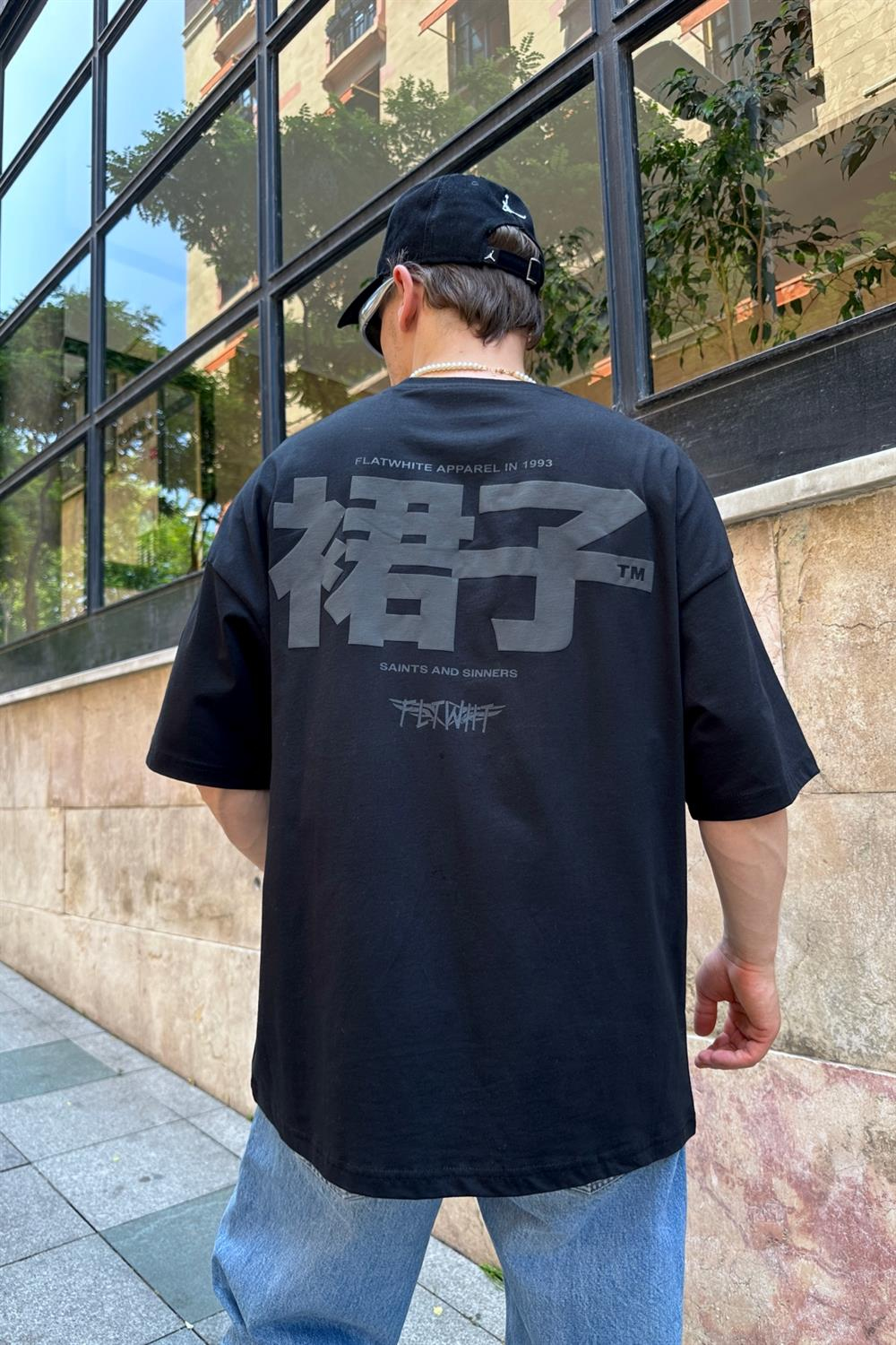 Saints Baskılı Siyah Oversize Tshirt T801