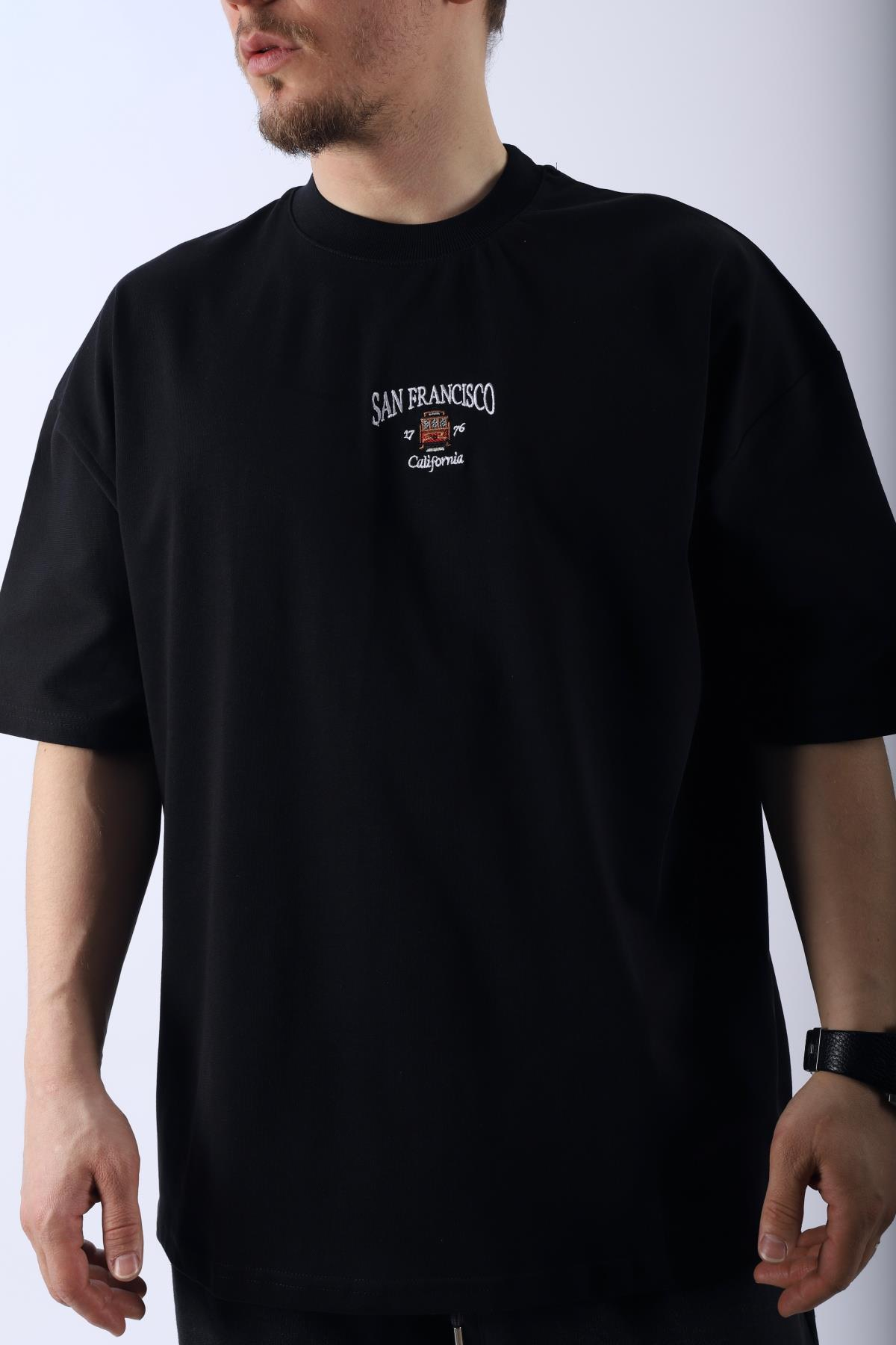 San Francisco Baskılı Siyah Oversize Tshirt T961