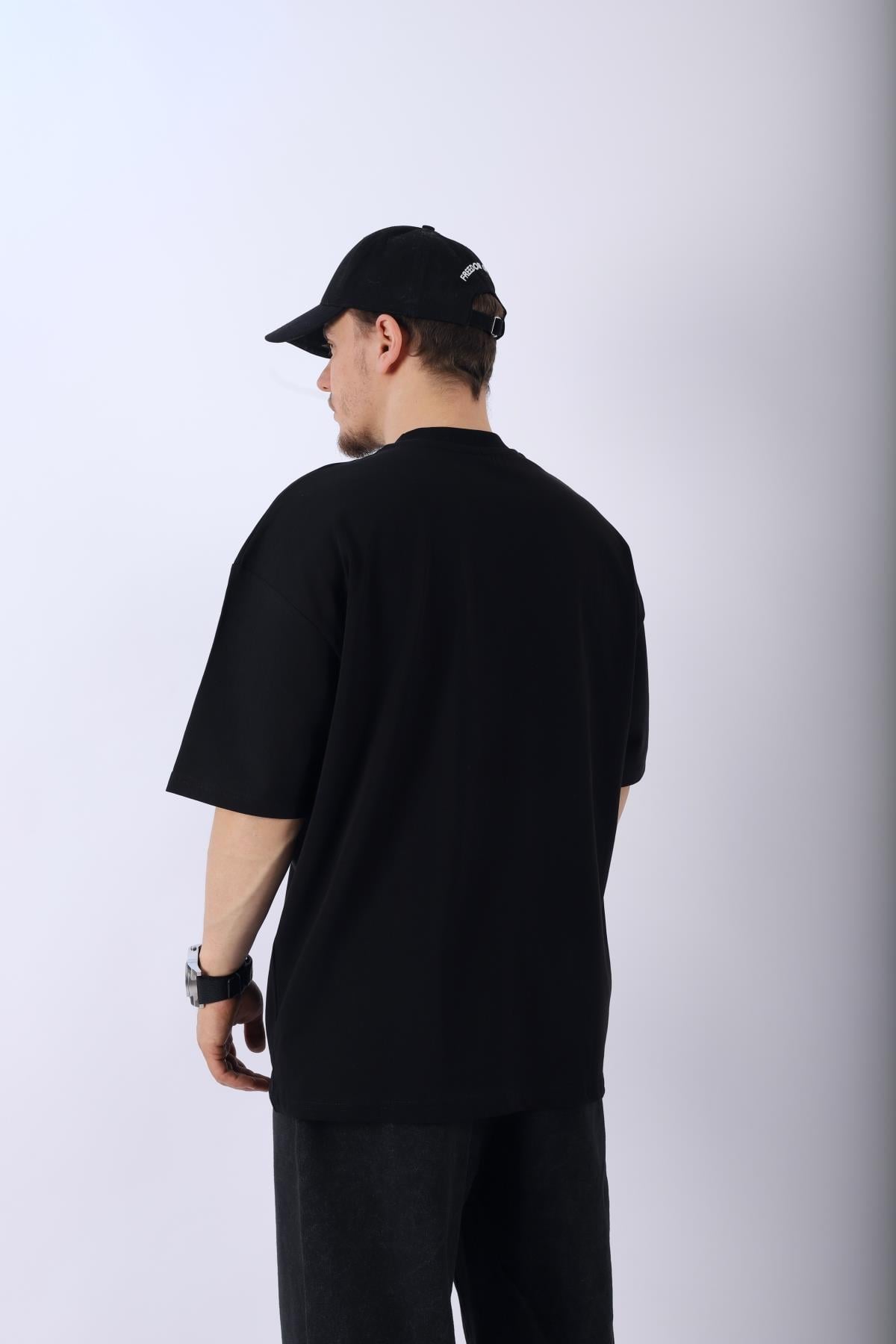 San Francisco Baskılı Siyah Oversize Tshirt T961