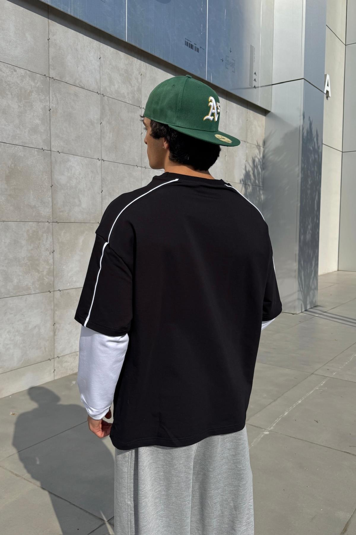 Savage Baskılı Siyah Oversize Sweatshirt JC01