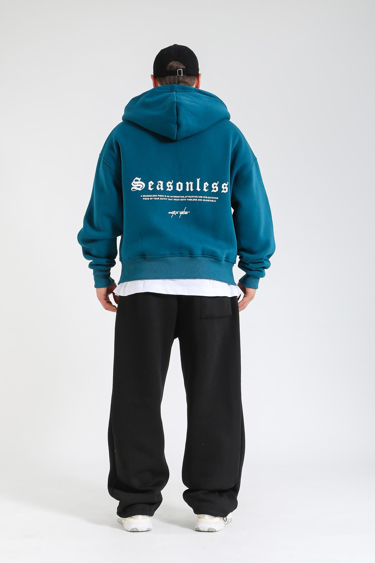 Seasonless Baskılı Oversize Zipper Hoodie SW1378