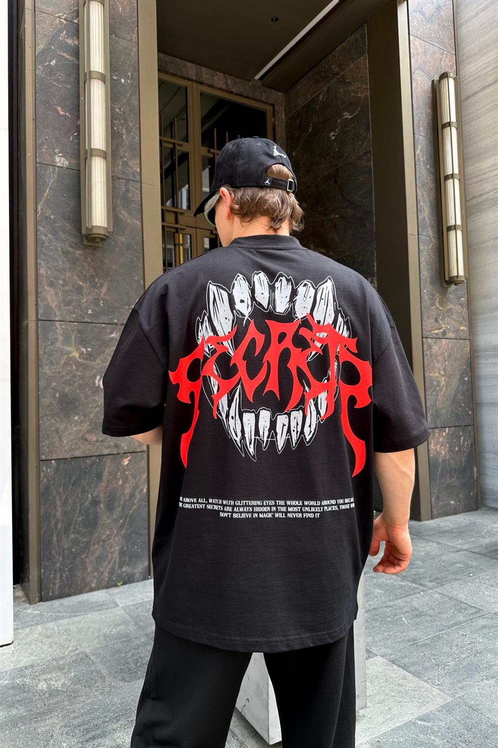 Secret Siyah Baskılı Oversize Tshirt T754