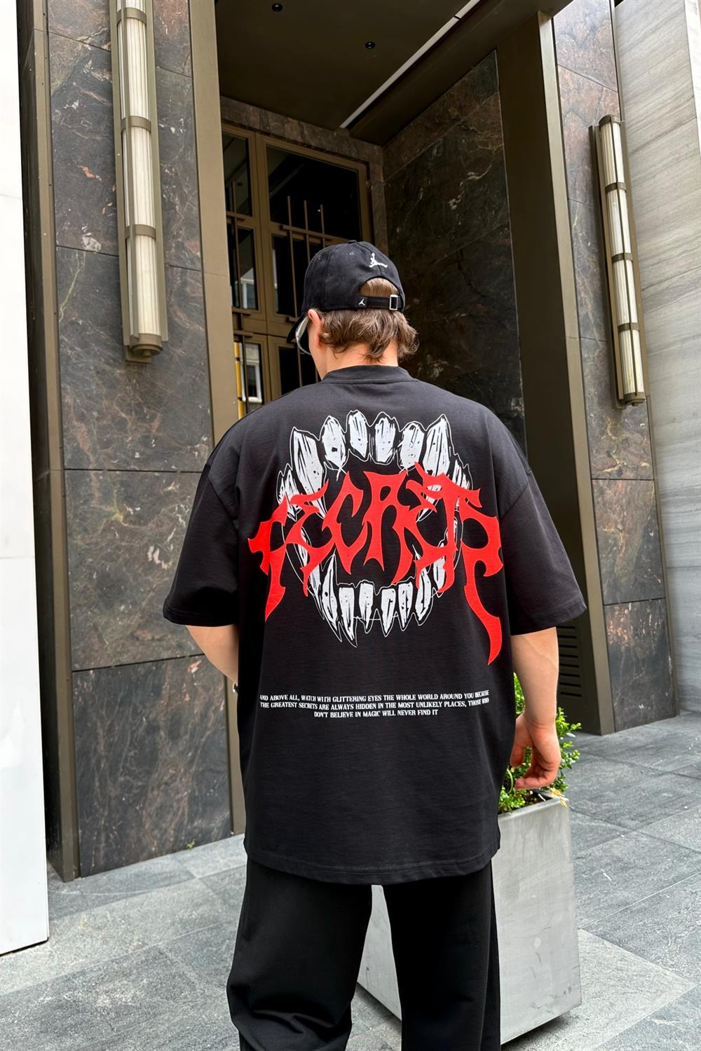 Secret Siyah Baskılı Oversize Tshirt T754