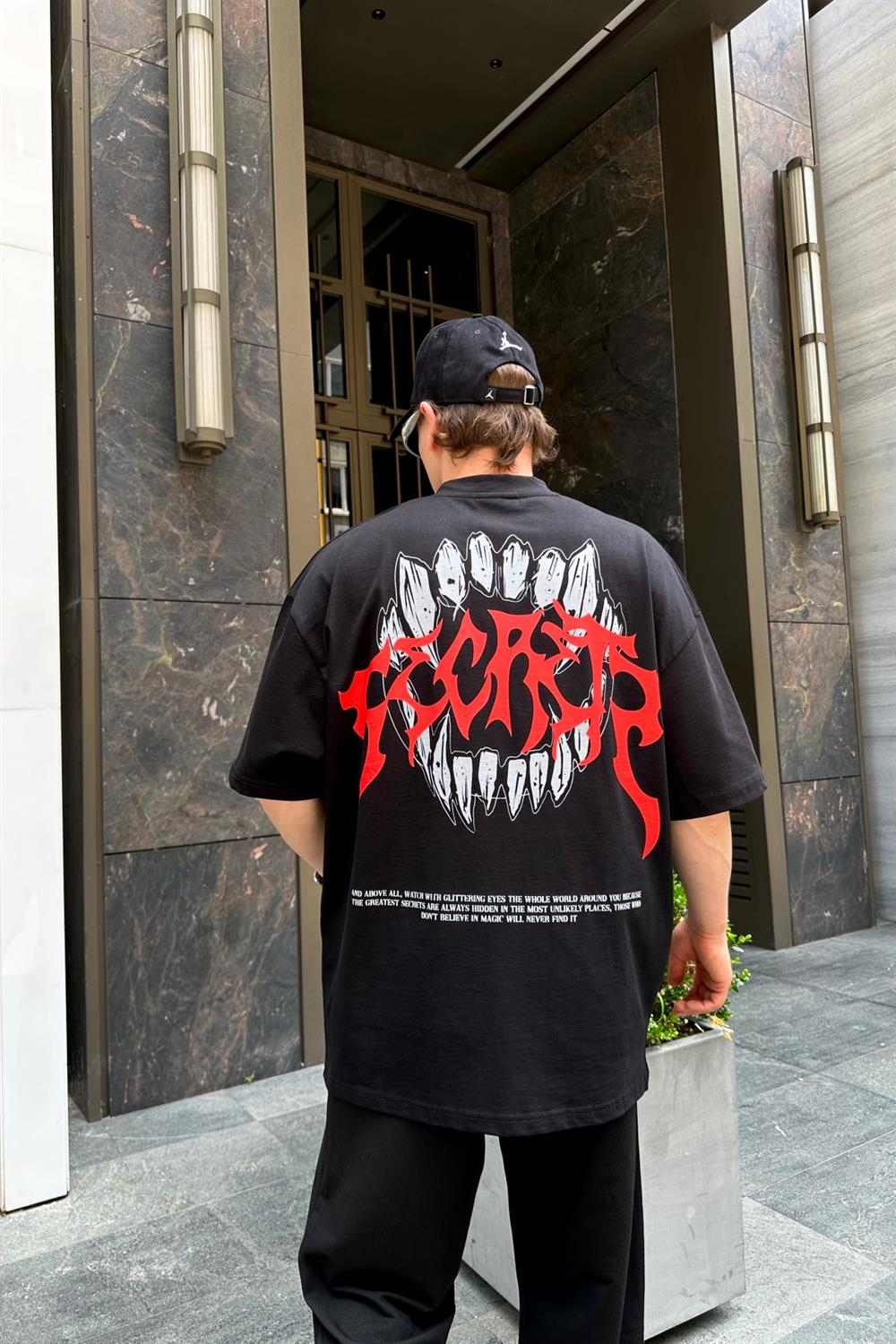 Secret Siyah Baskılı Oversize Tshirt T754