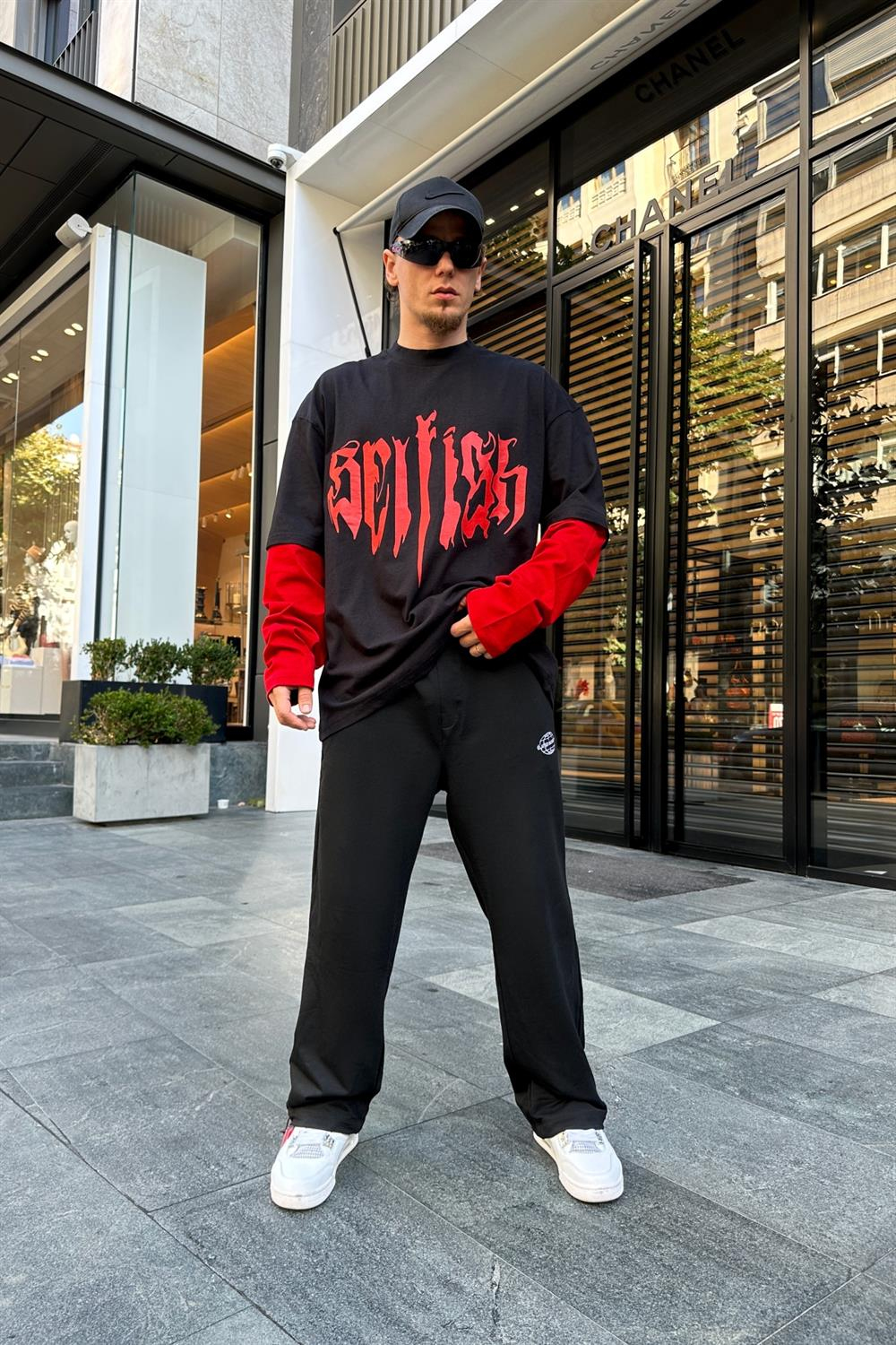 Selfish Baskılı Sleeved Sweatshirt SW864