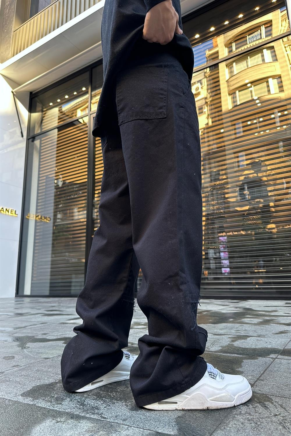 Şerit Detay Siyah Jean Pantolon P804