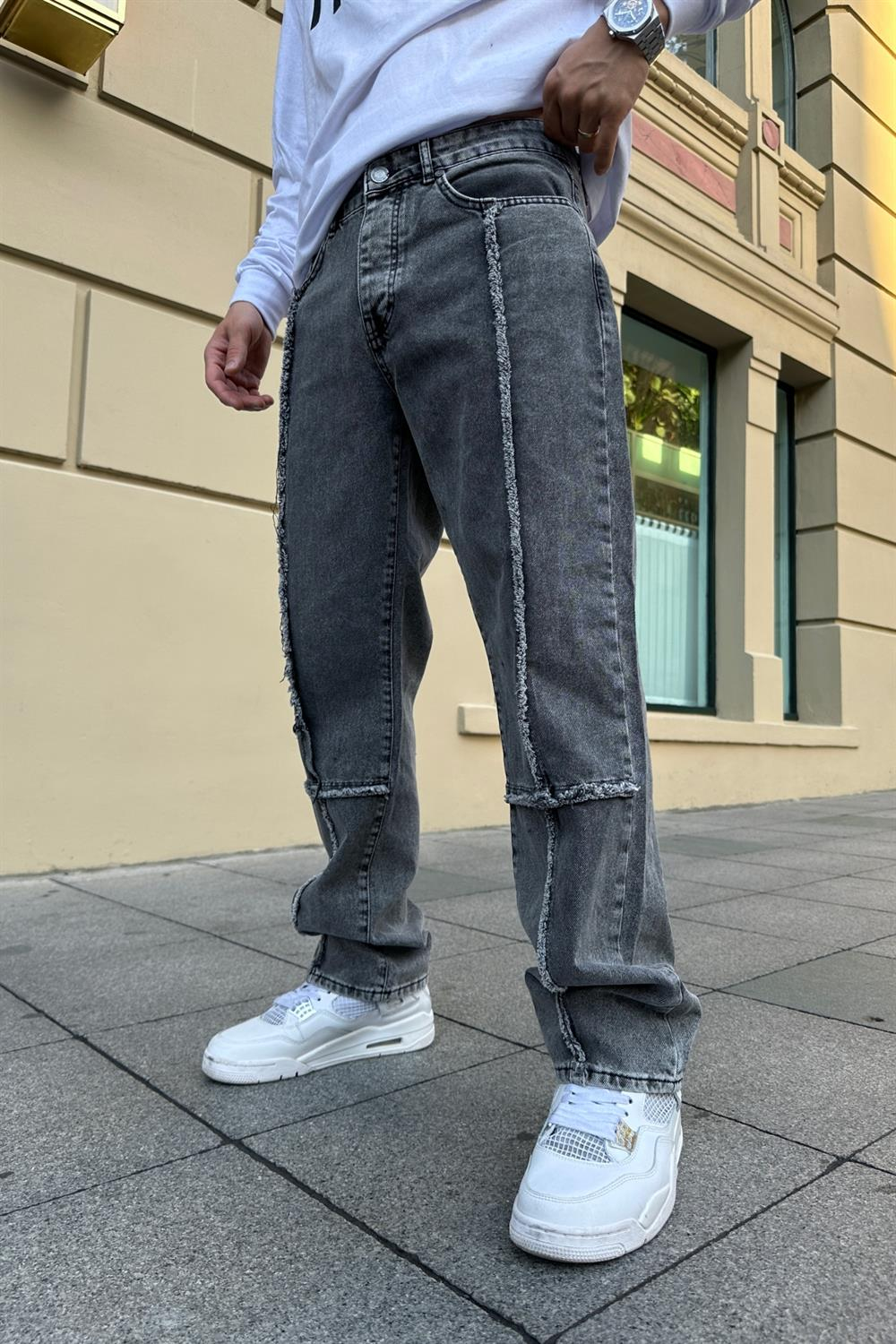Şerit Püskül Detay Füme Jean Pantolon P758