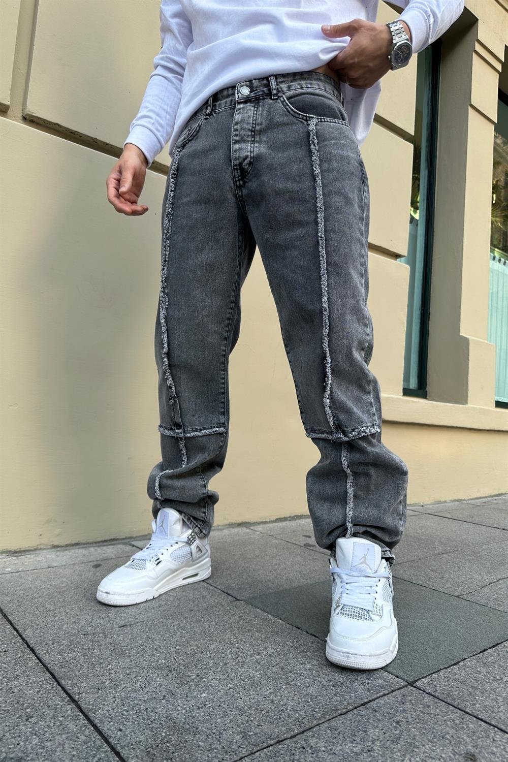 Şerit Püskül Detay Füme Jean Pantolon P758