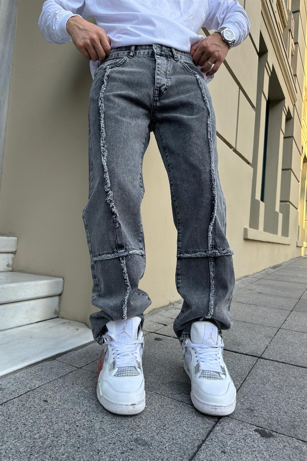 Şerit Püskül Detay Füme Jean Pantolon P758