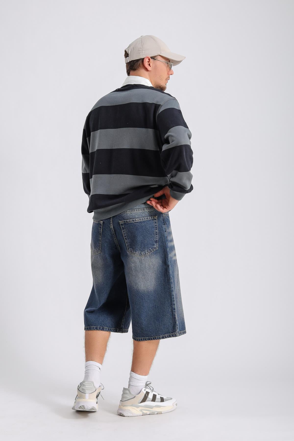 Şeritli Antasit Oversize Sleeved Tshirt SW1133