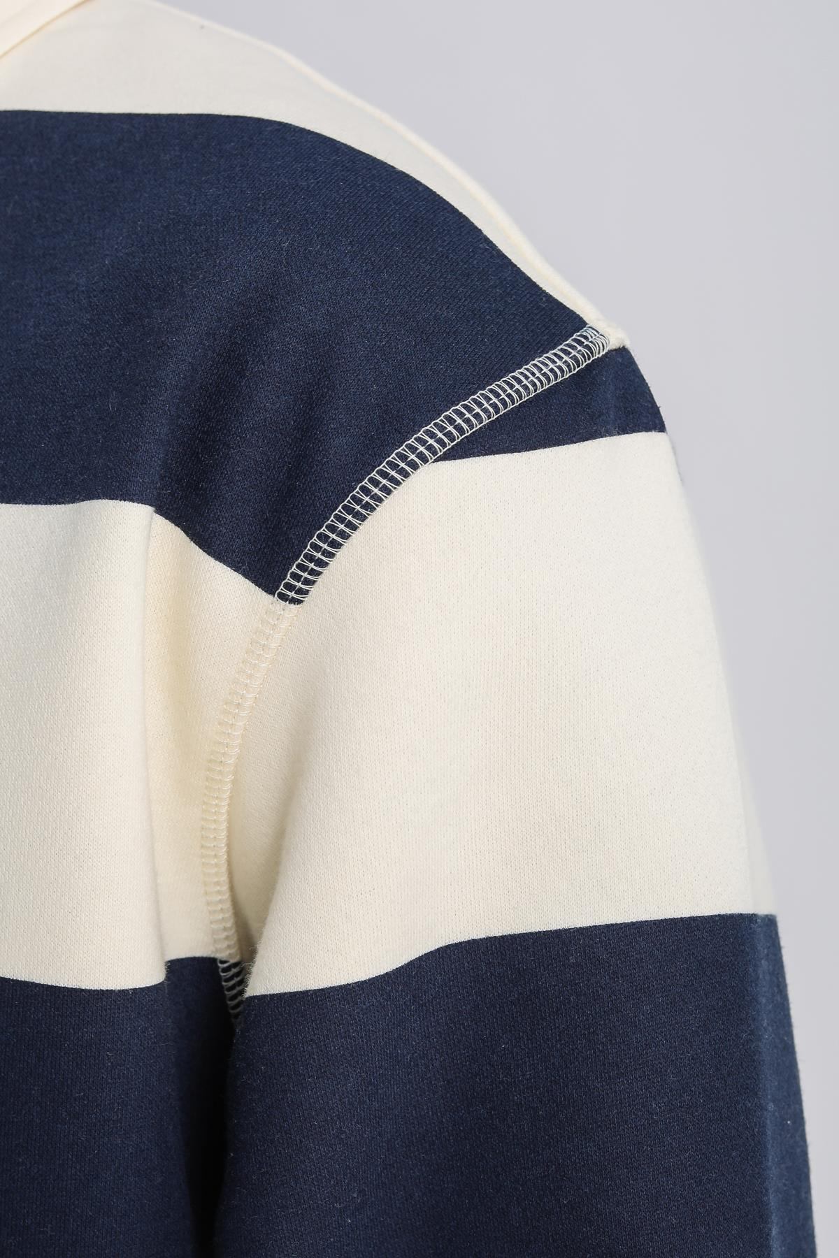 Şeritli Bej Oversize Sleeved Tshirt SW1131