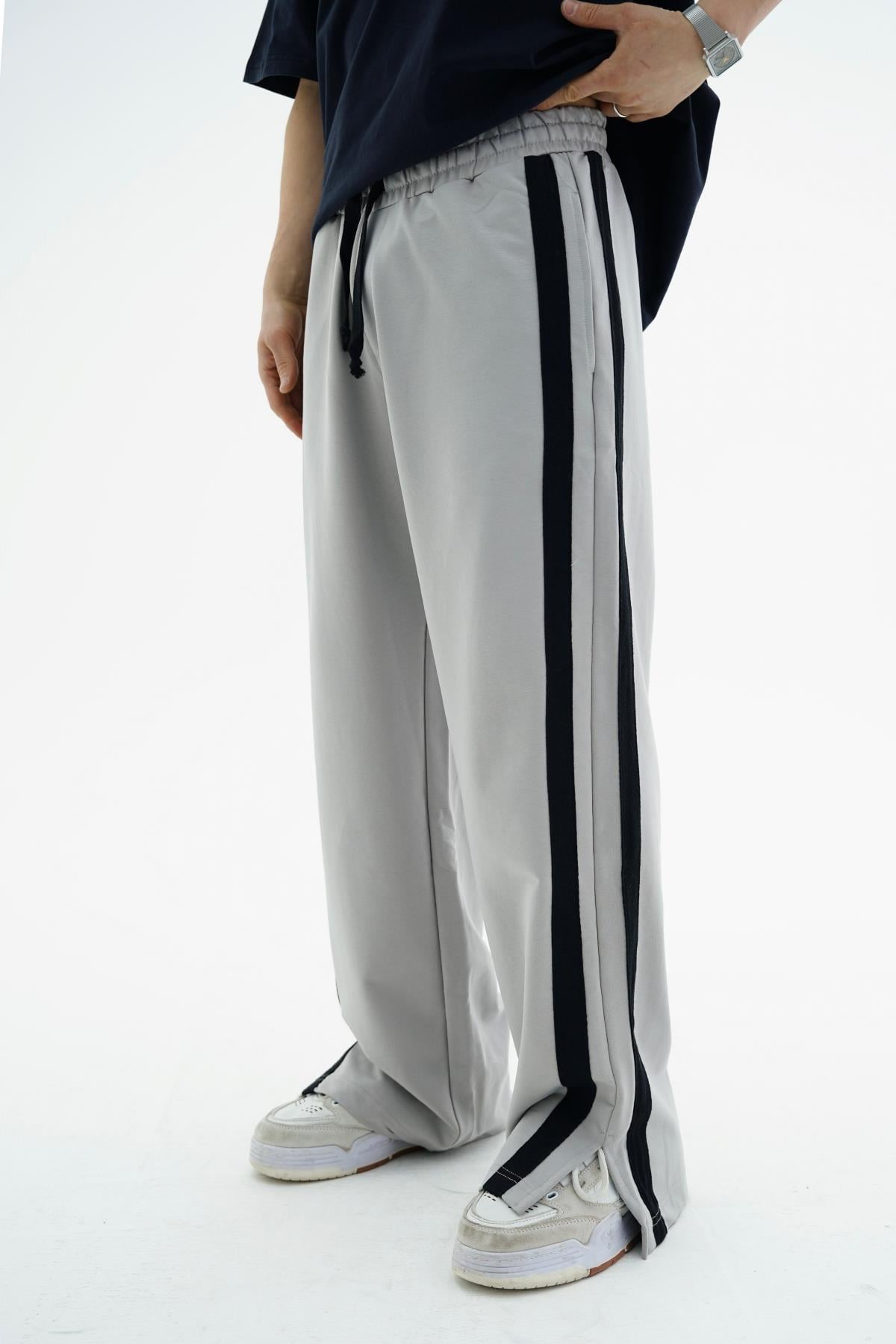 Şeritli Gri Baggy Eşofman Altı JC01 25K66