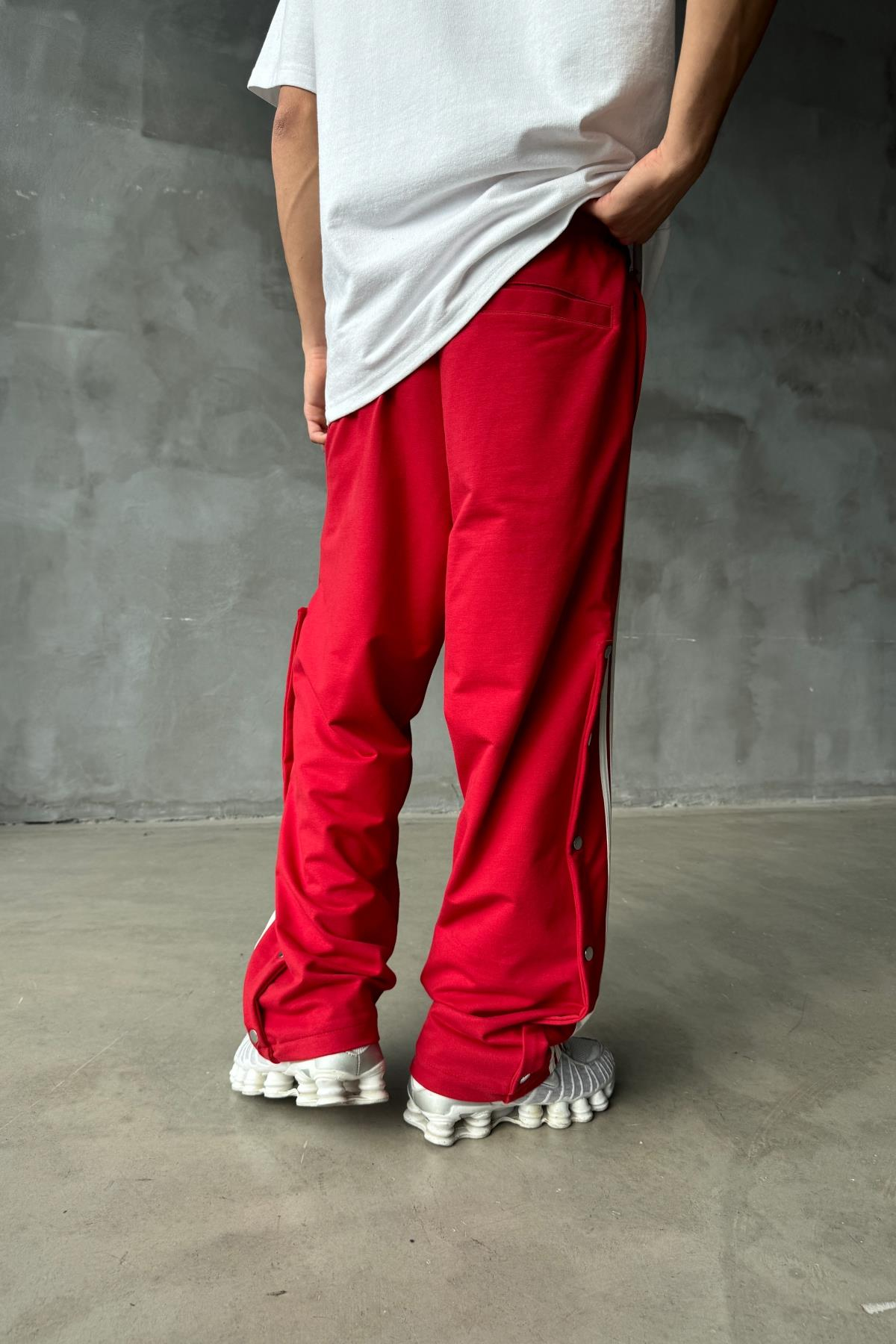 Şeritli Kırmızı Baggy Eşofman Altı JC01