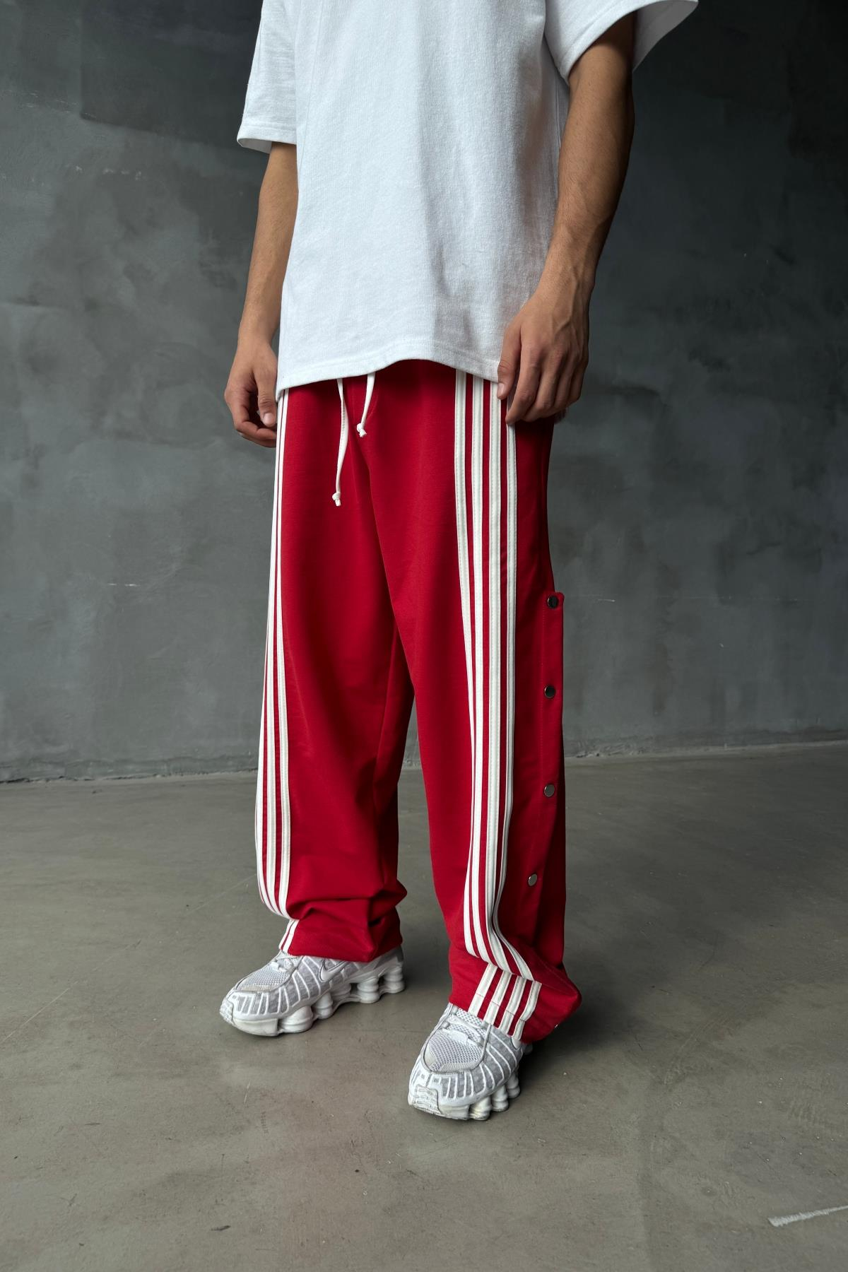 Şeritli Kırmızı Baggy Eşofman Altı JC01