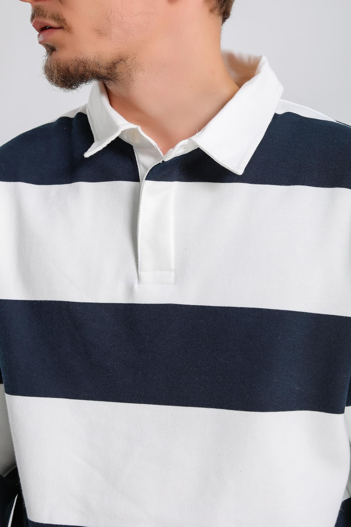 Şeritli Krem Oversize Sleeved Tshirt SW1132