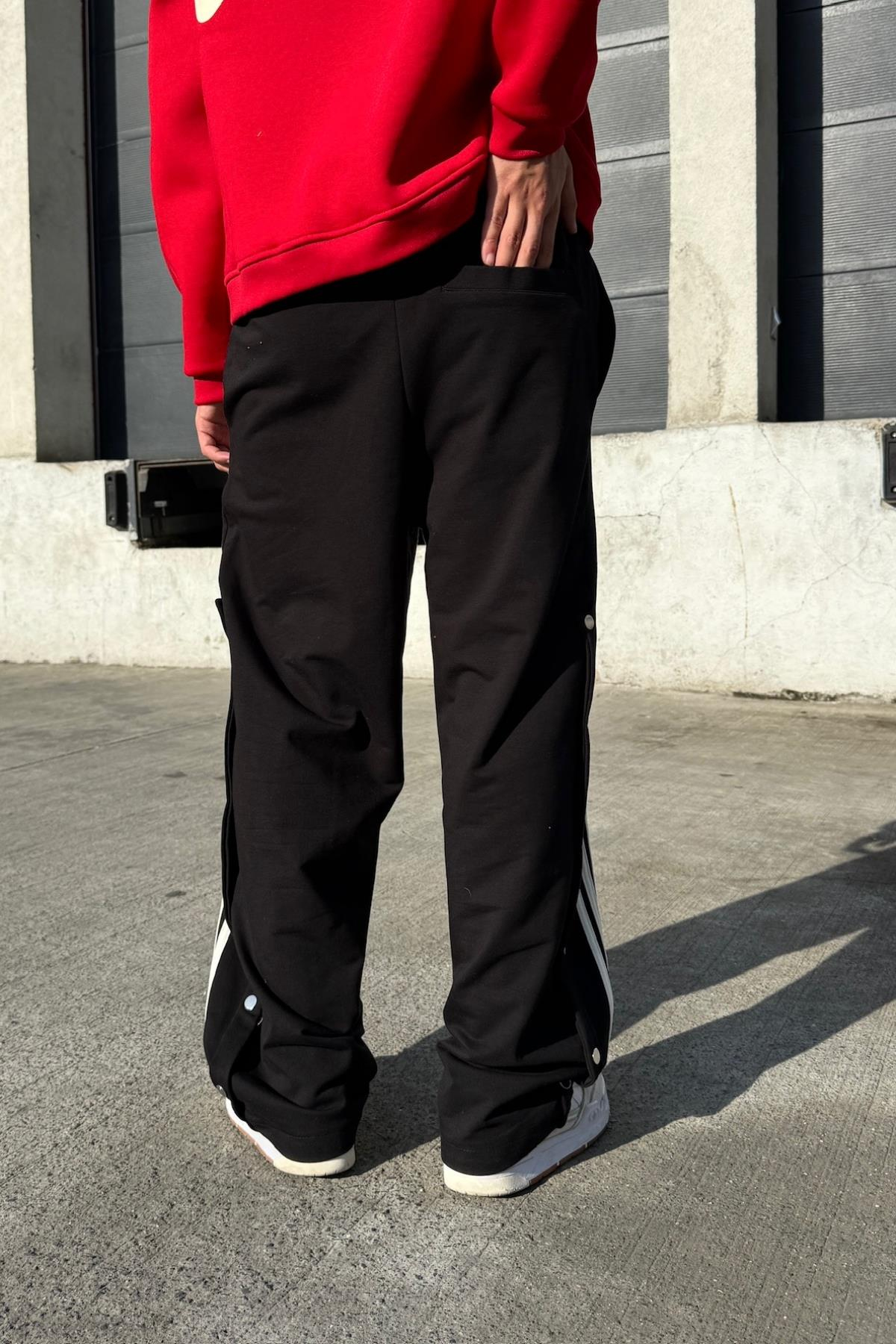 Şeritli Siyah Baggy Eşofman Altı JC01