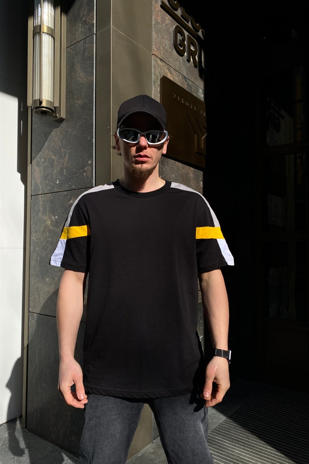 Şeritli Siyah Oversize Tshirt T510