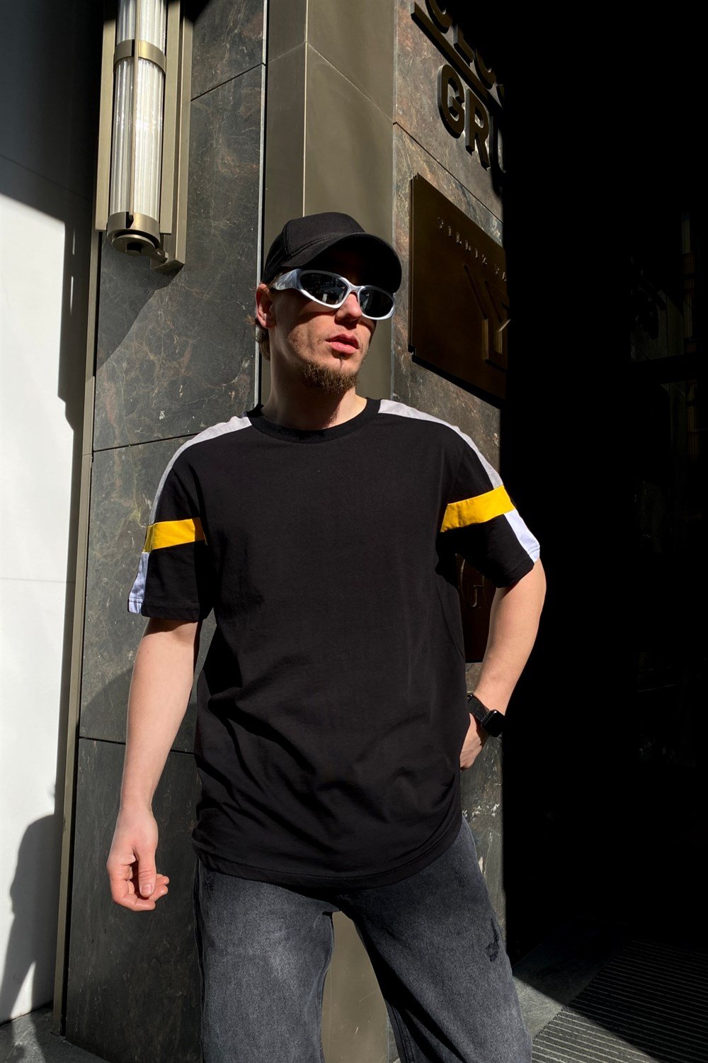 Şeritli Siyah Oversize Tshirt T510