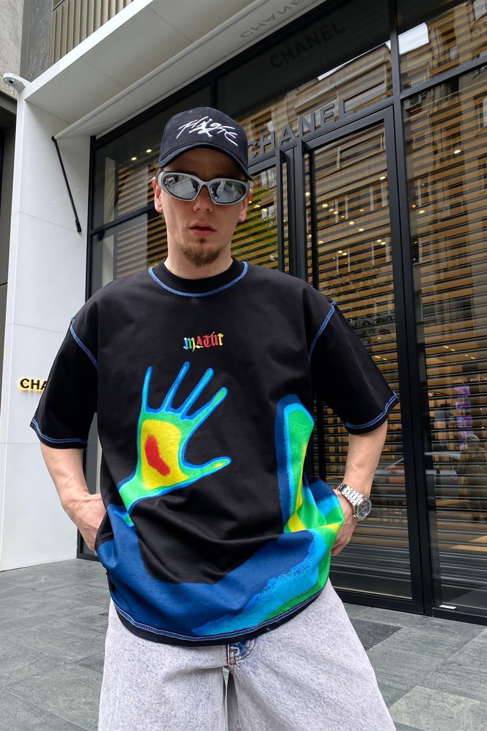 Shade Siyah Baskılı Oversize Tshirt T643