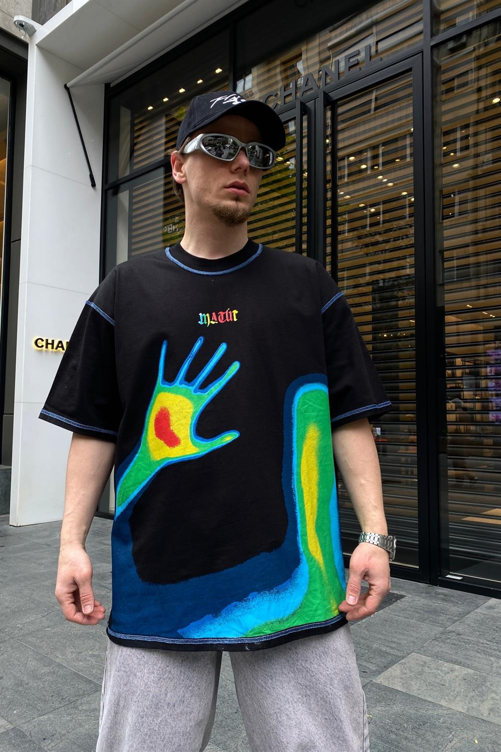 Shade Siyah Baskılı Oversize Tshirt T643