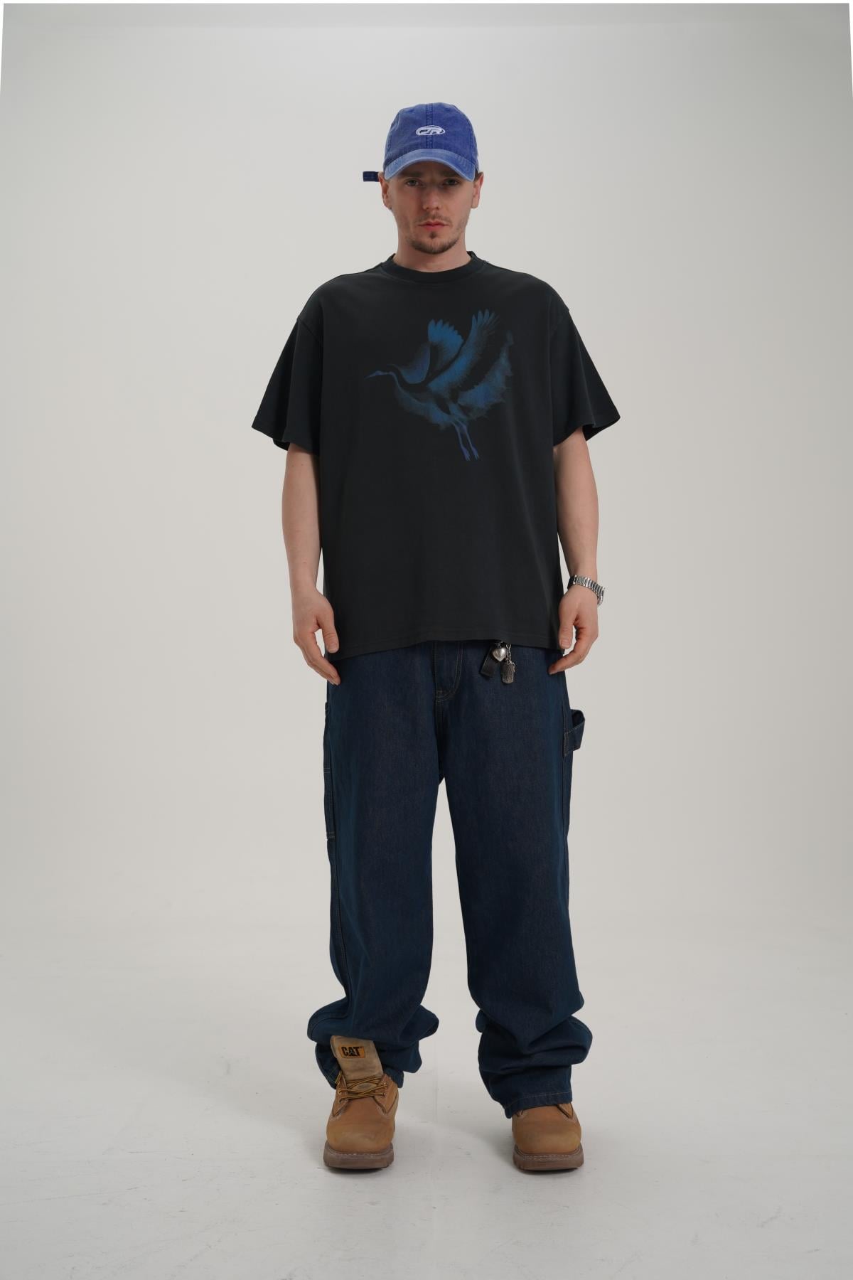 Shadow Baskılı Siyah Oversize Tshirt CT01 MRT26059
