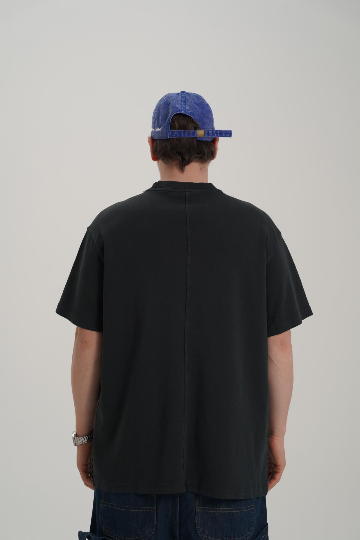 Shadow Baskılı Siyah Oversize Tshirt CT01 MRT26059
