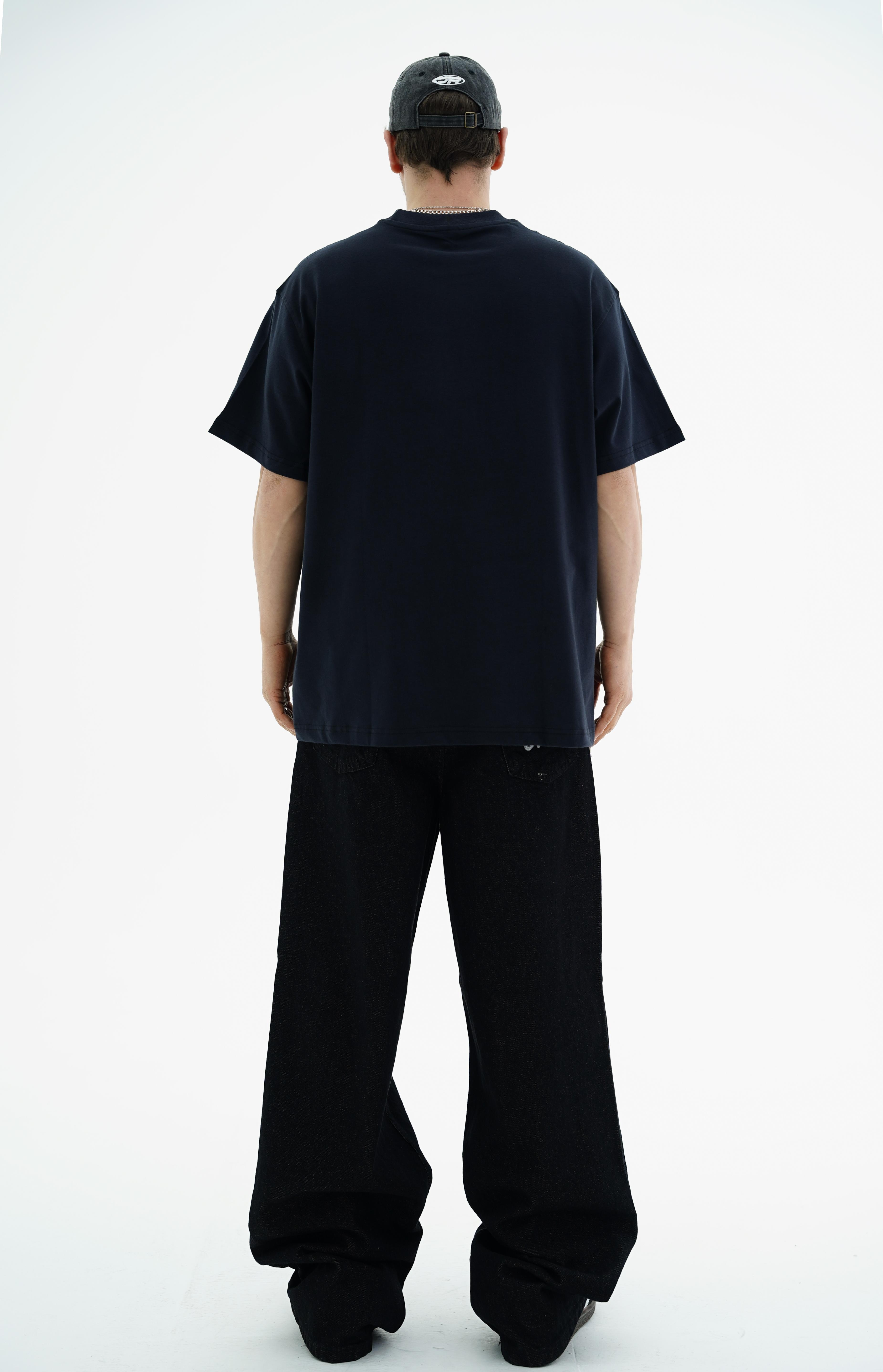 Sim Baskılı Siyah Oversize Tshirt CT01 MRT26046