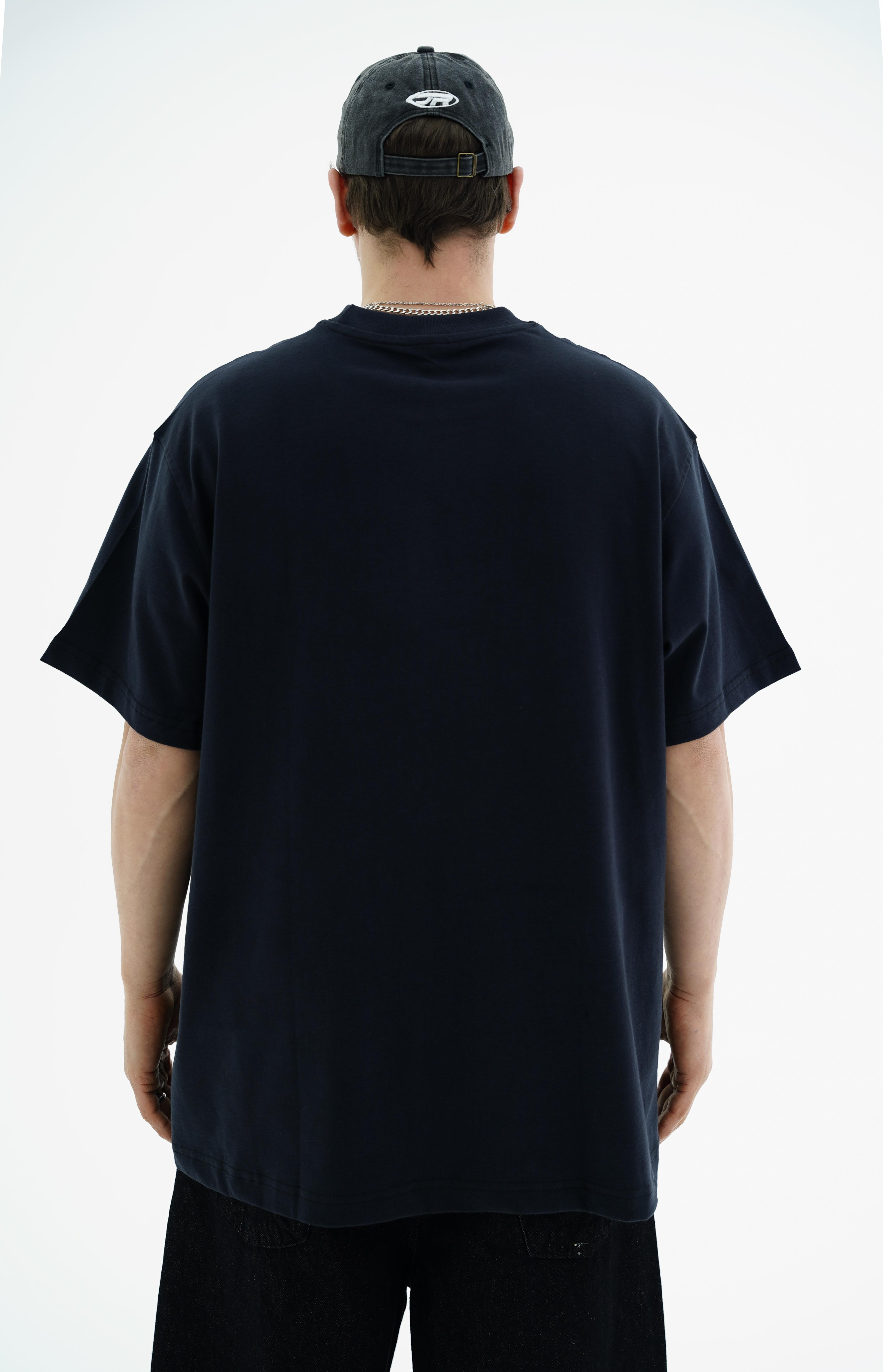 Sim Baskılı Siyah Oversize Tshirt CT01 MRT26046