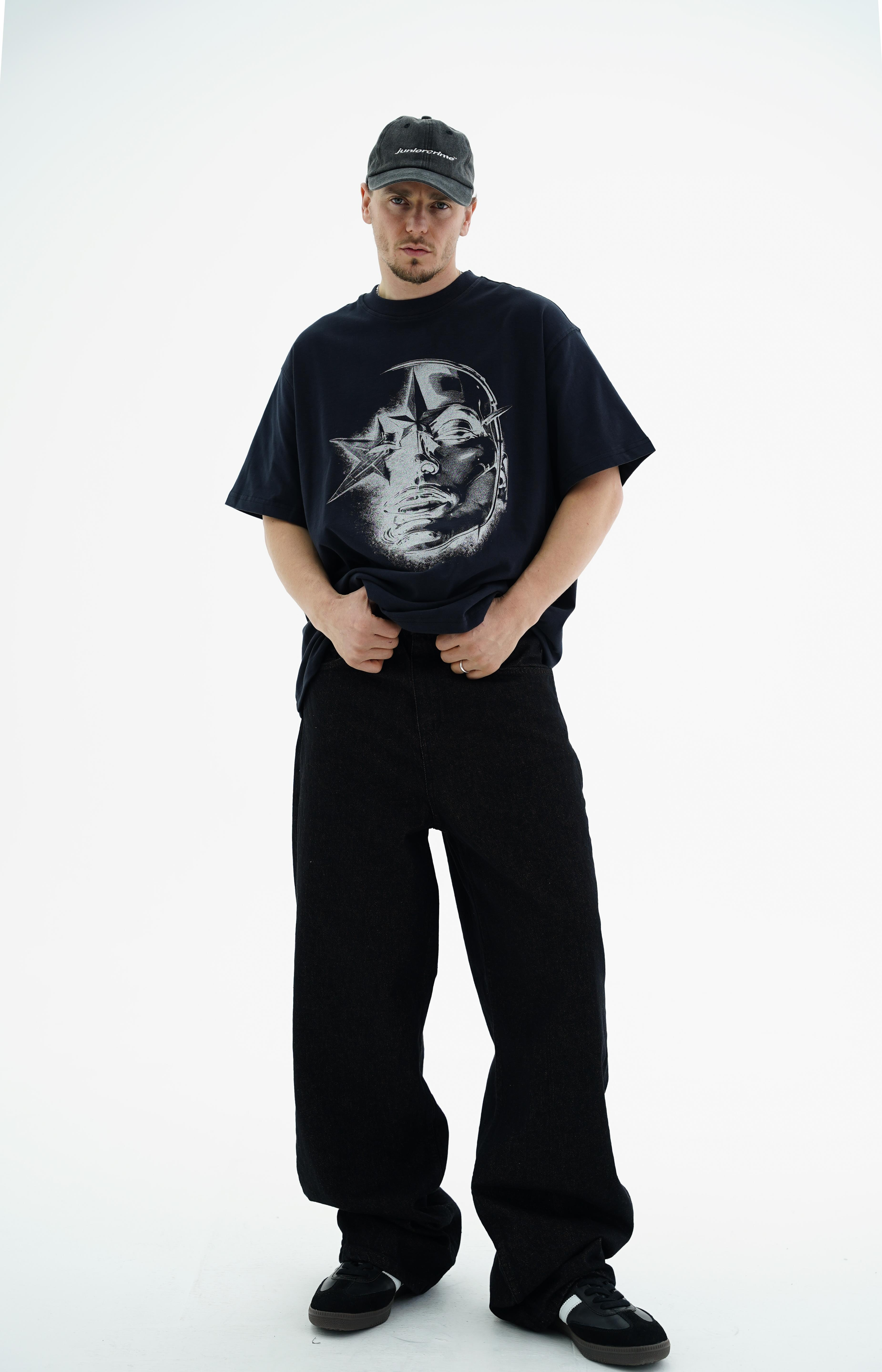 Sim Baskılı Siyah Oversize Tshirt CT01 MRT26046