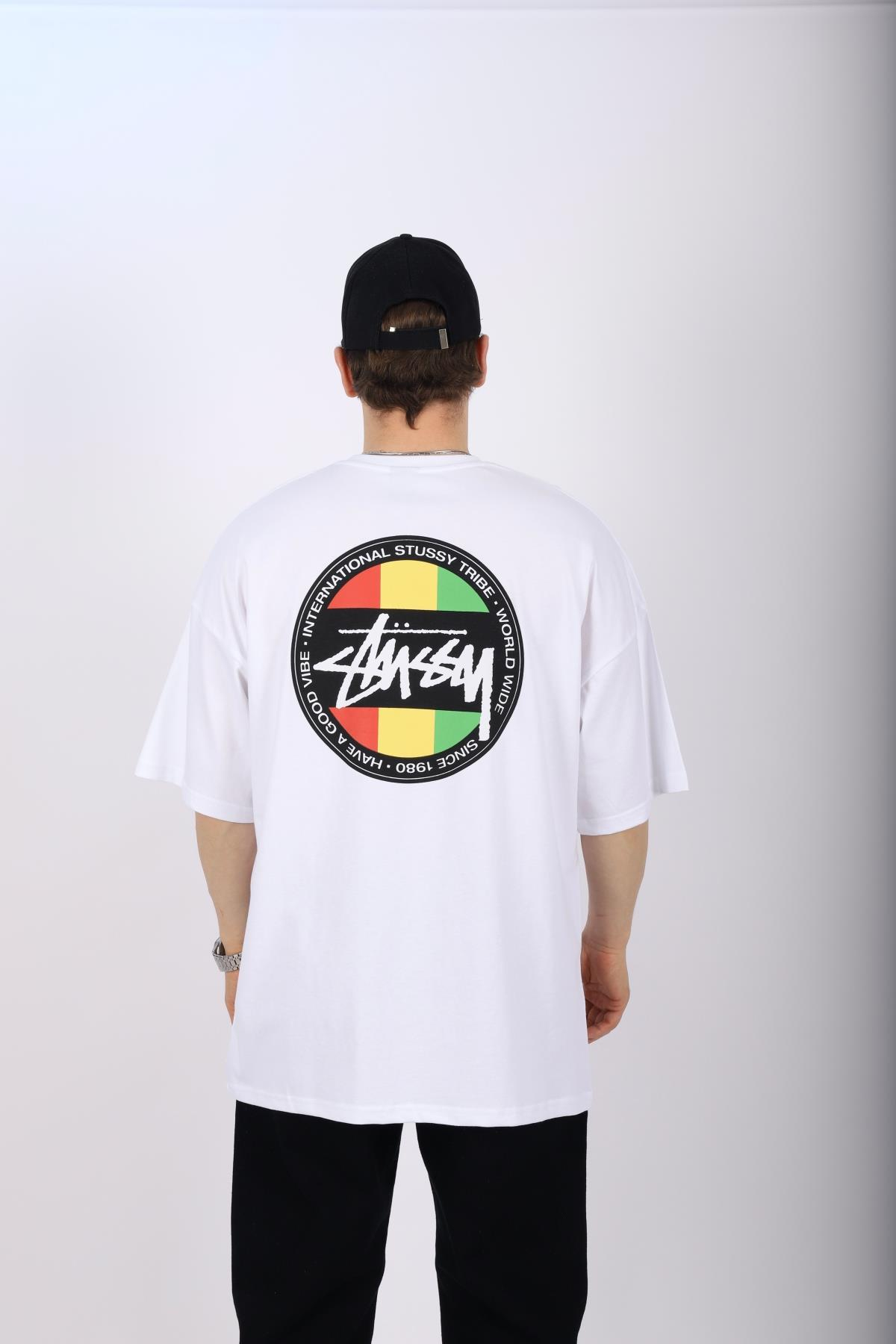 Sırt Baskılı Beyaz Oversize Tshirt T1009