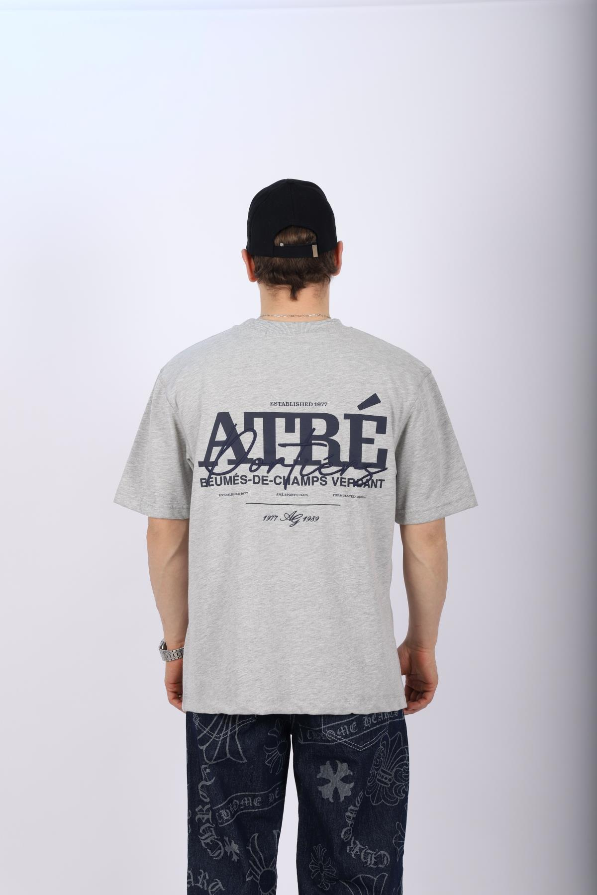 Sırt Baskılı Gri Oversize Tshirt T1015
