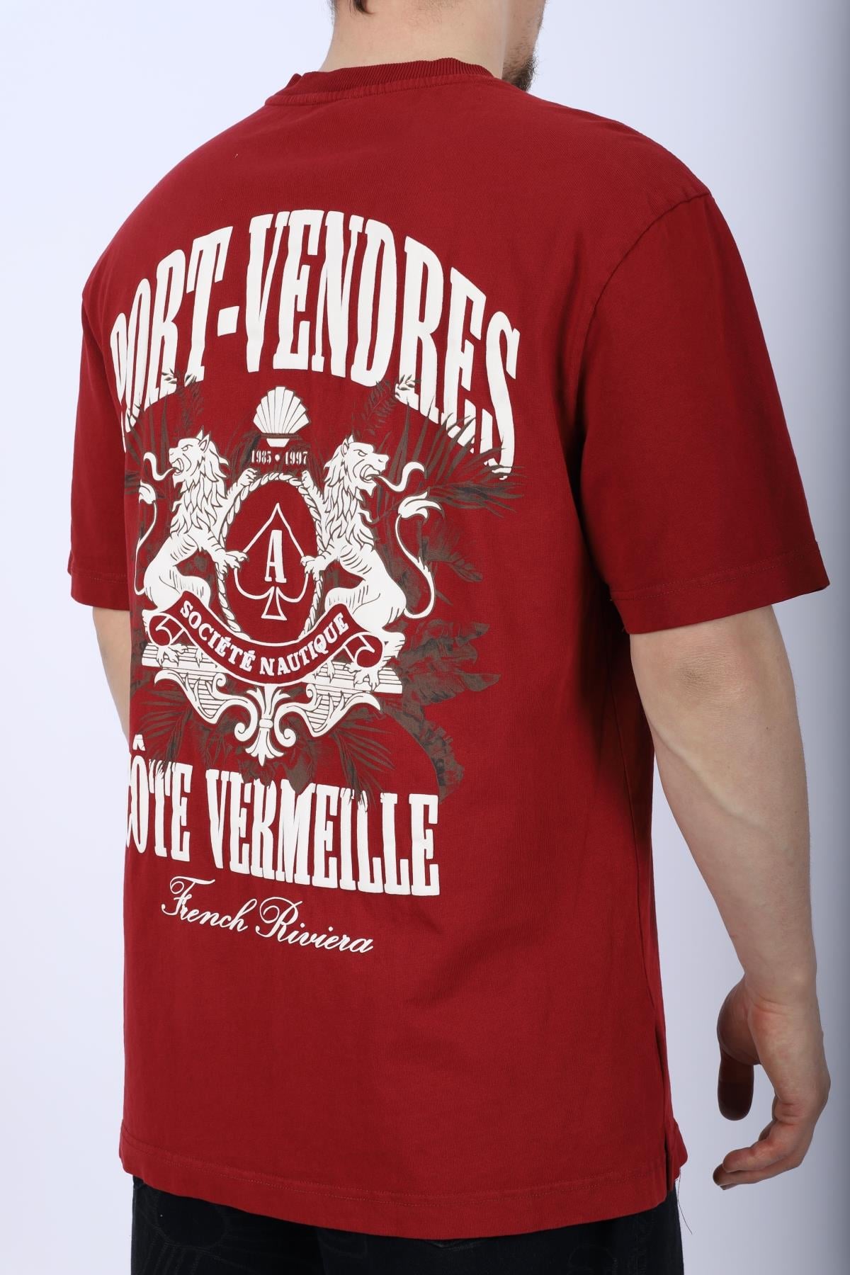 Sırt Baskılı Kırmızı Oversize Tshirt T1018