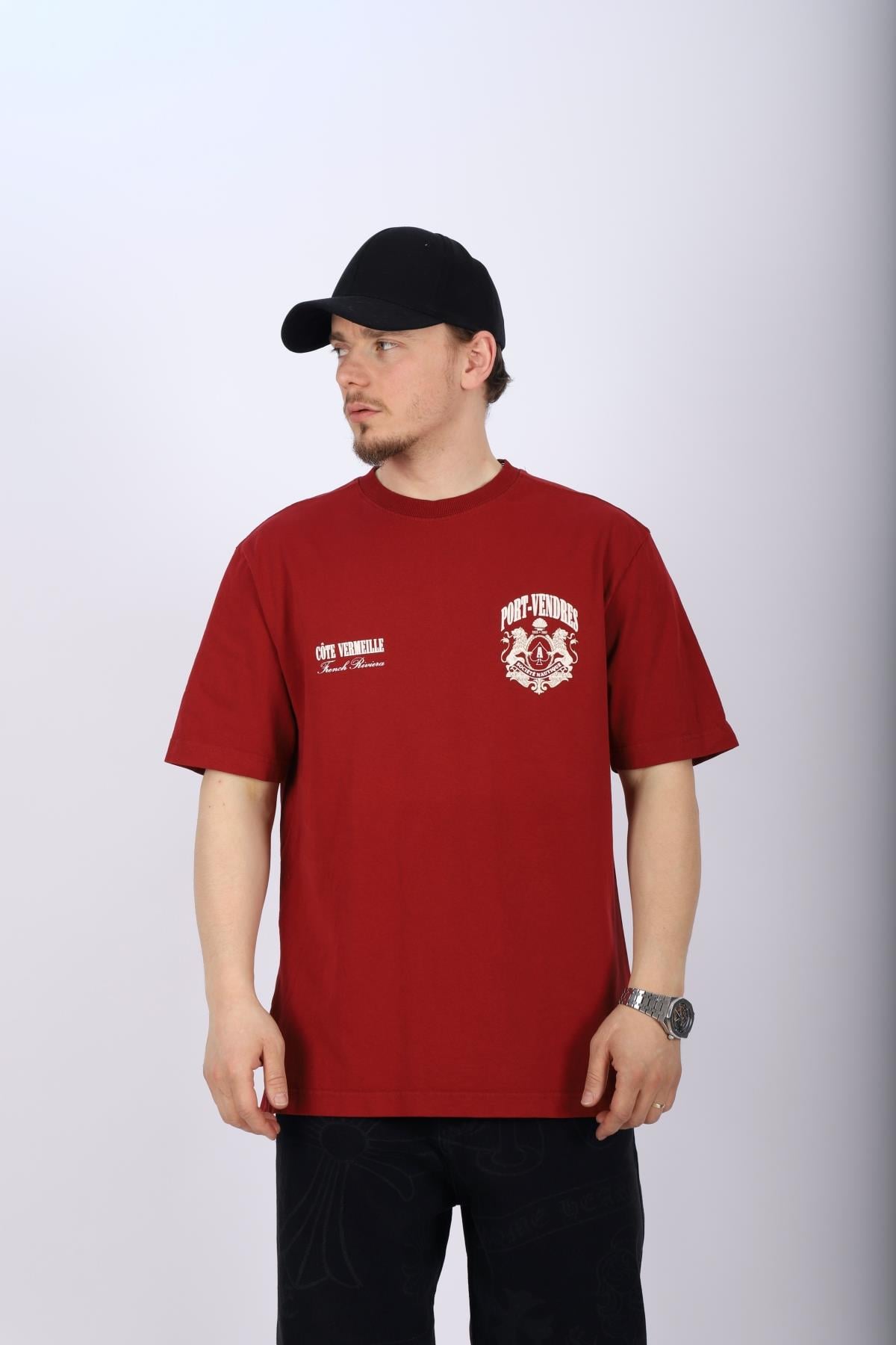 Sırt Baskılı Kırmızı Oversize Tshirt T1018